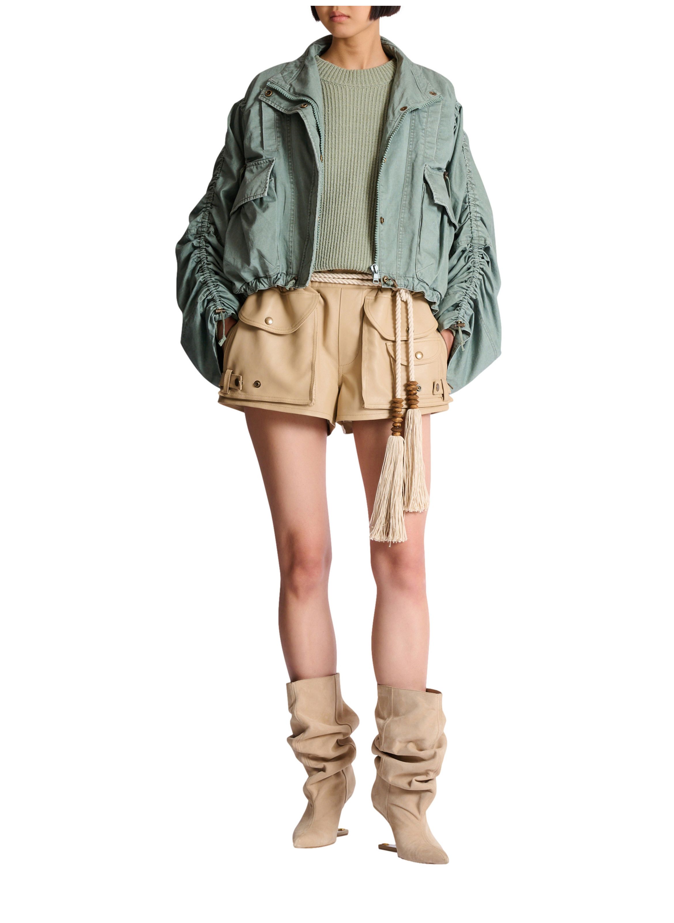 Parka en gabardine de coton BALMAIN Vert