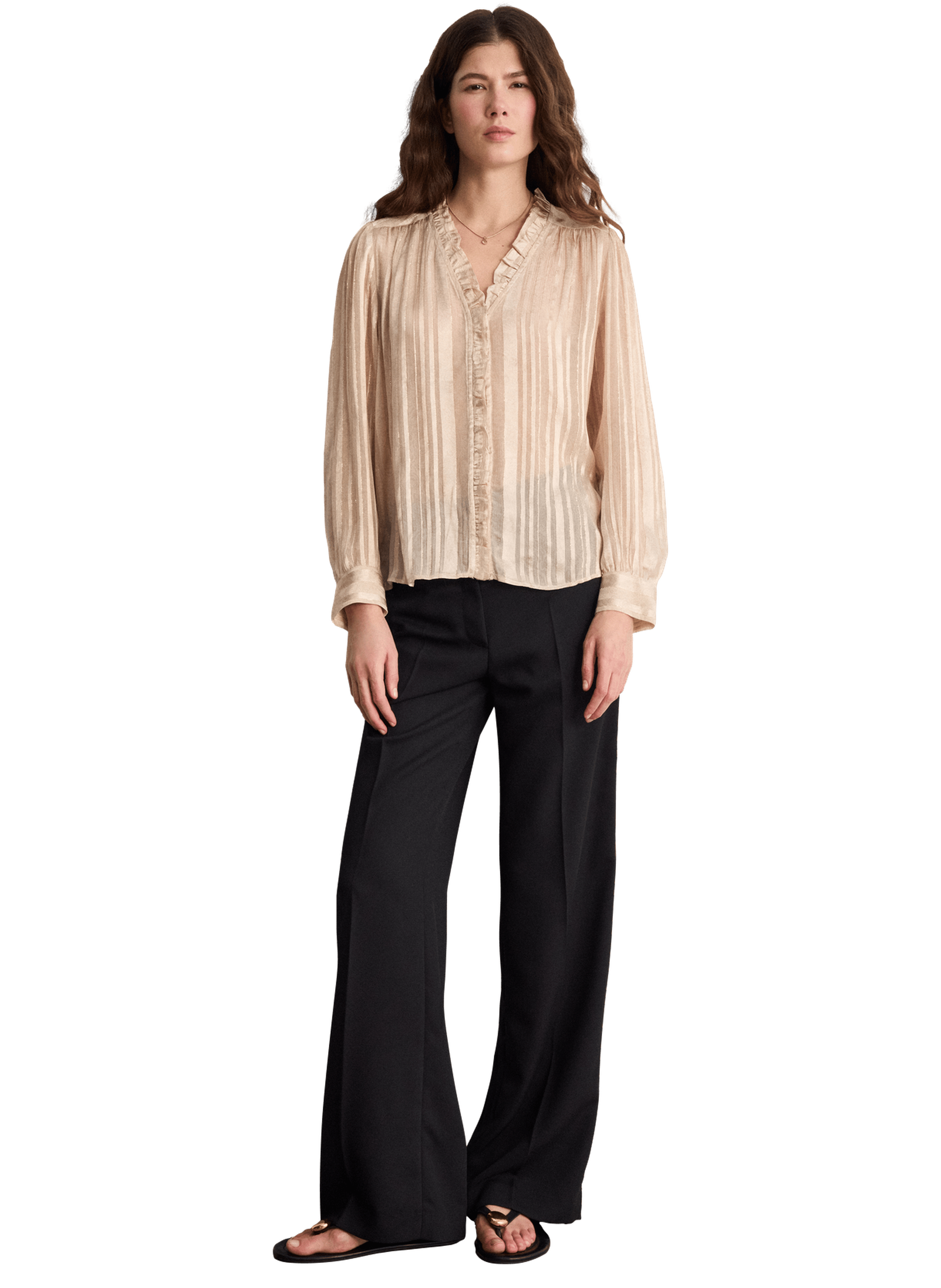 Chemise fluide à rayures et lurex - camila PABLO Beige