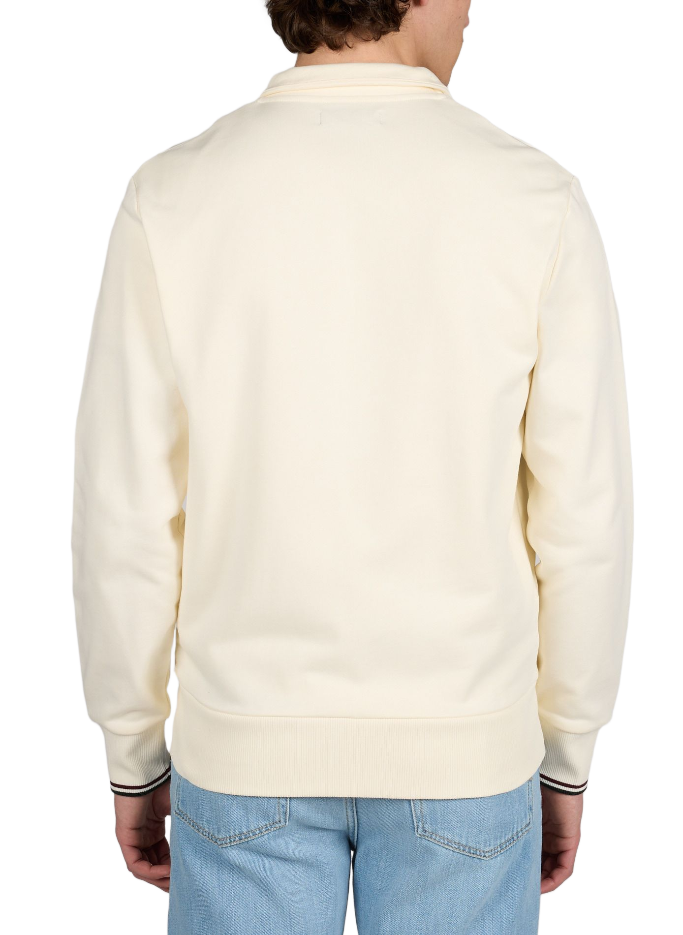 Sweat zippé à col montant en coton FRED PERRY Beige