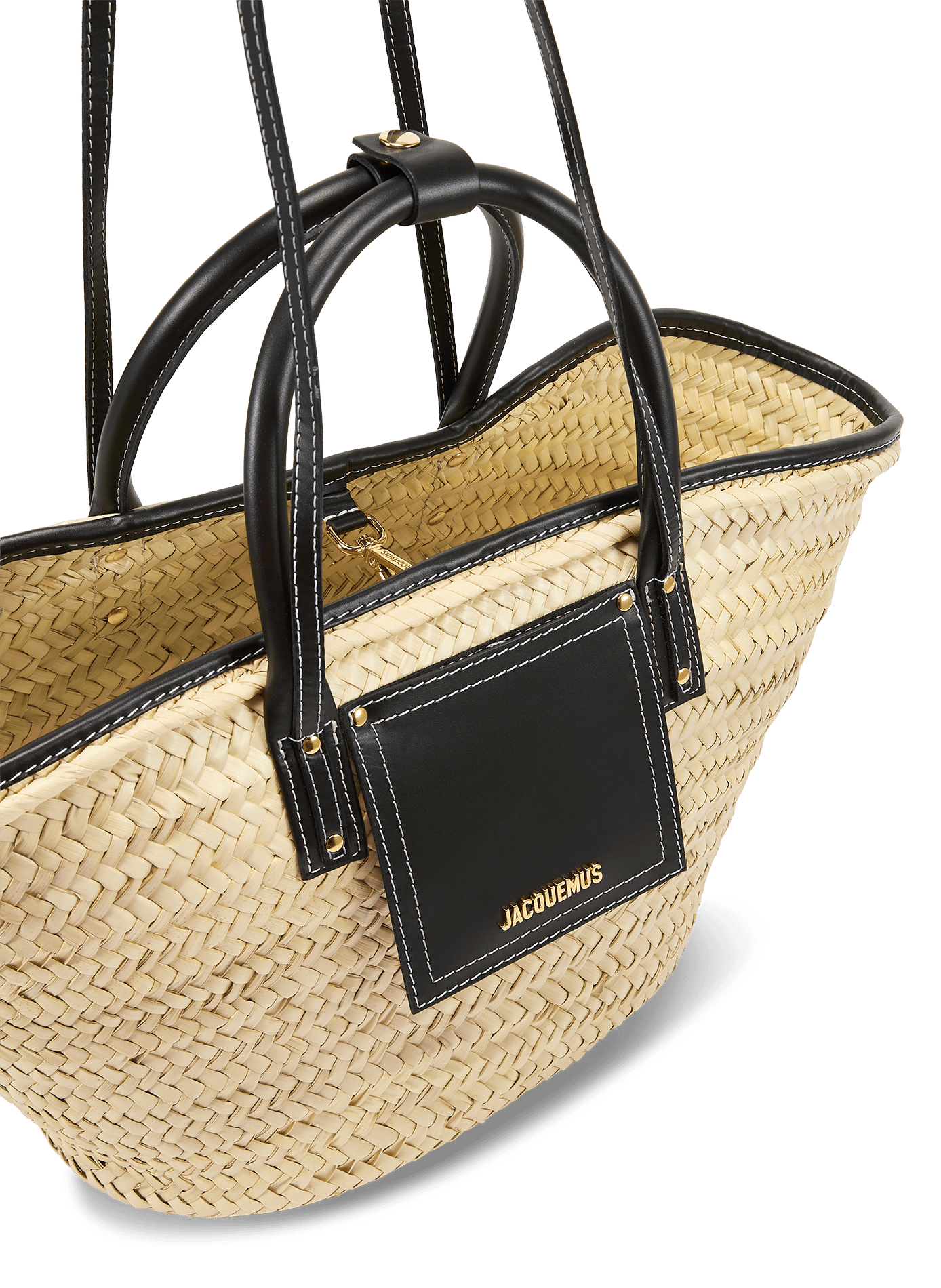 The Soli Basket in leather and cotton JACQUEMUS Black