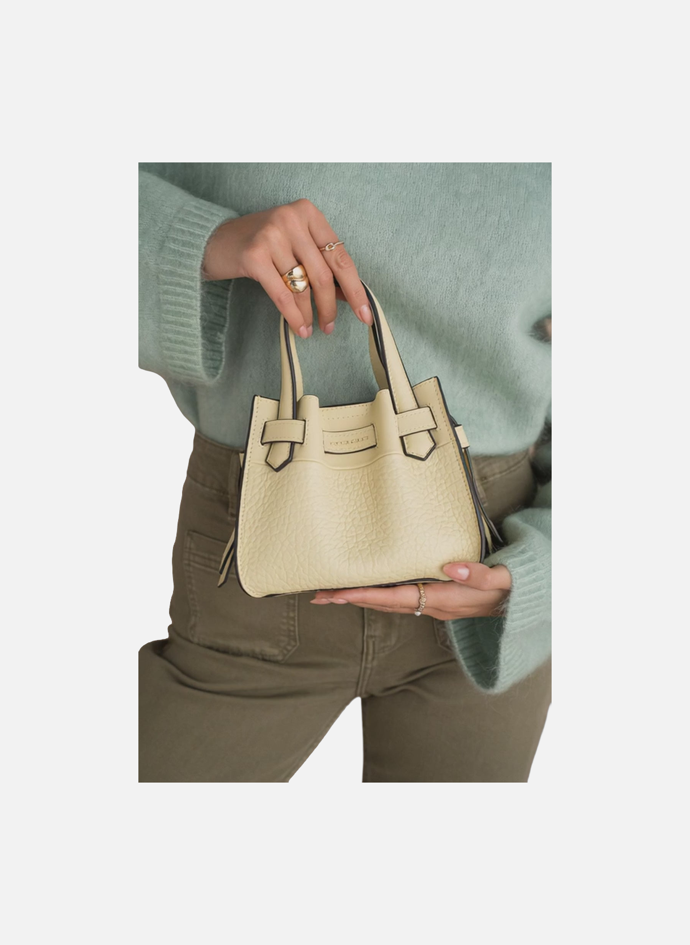Blossom | sac à main nano en cuir de vachette POURCHET Beige