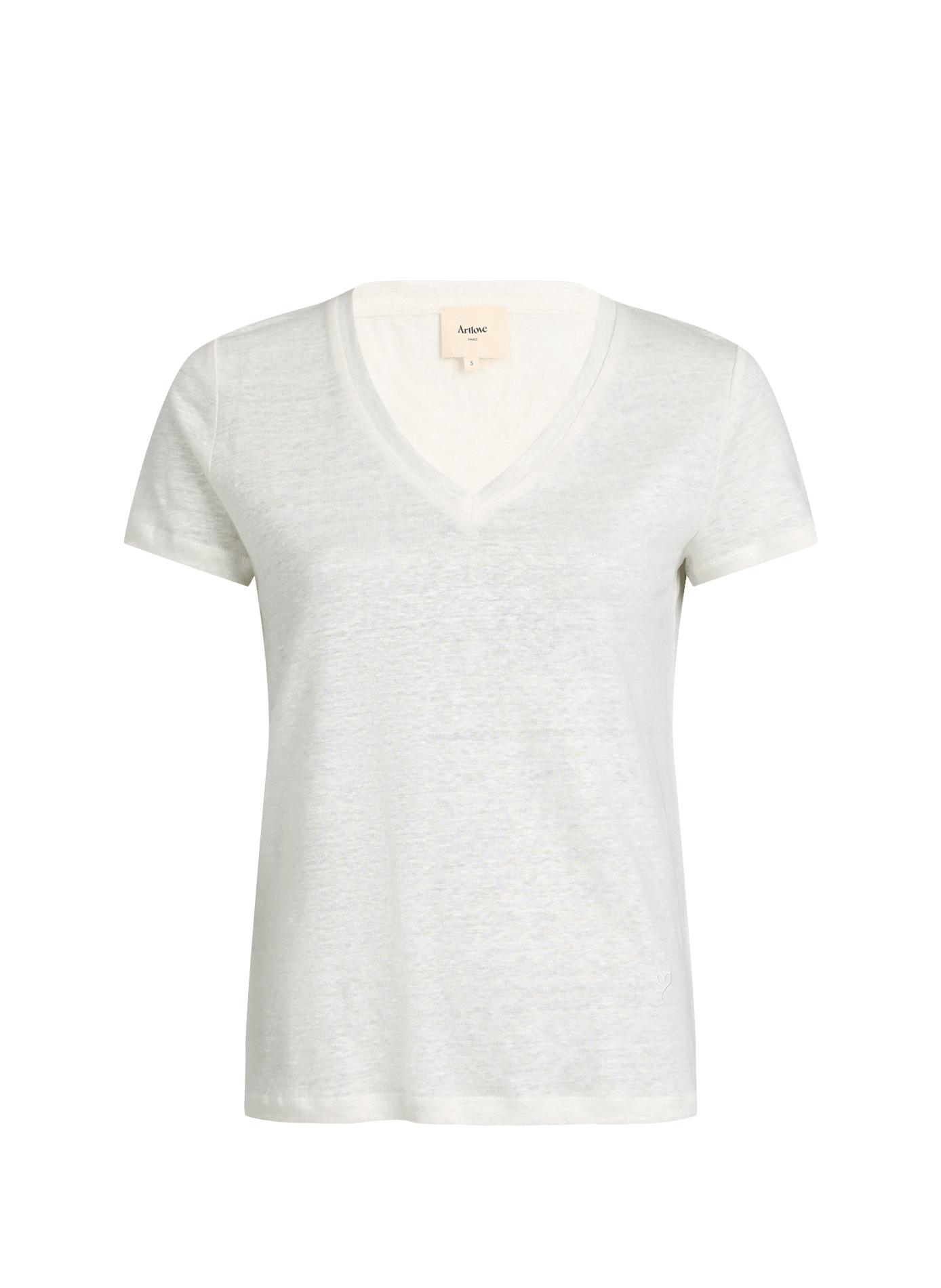 V-neck linen Darla t-shirt ARTLOVE White