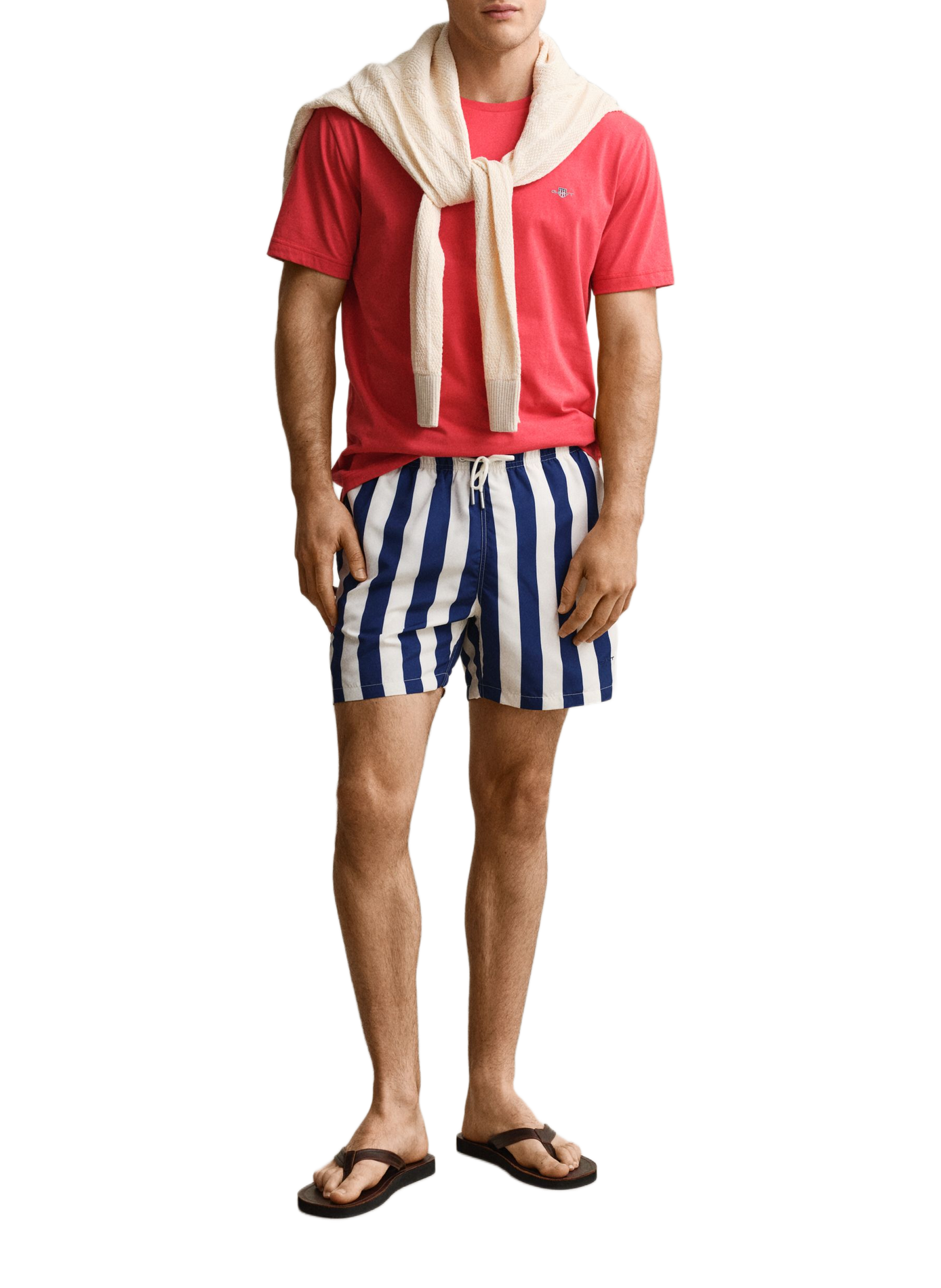 Short da mare a righe con logo. GANT Blu