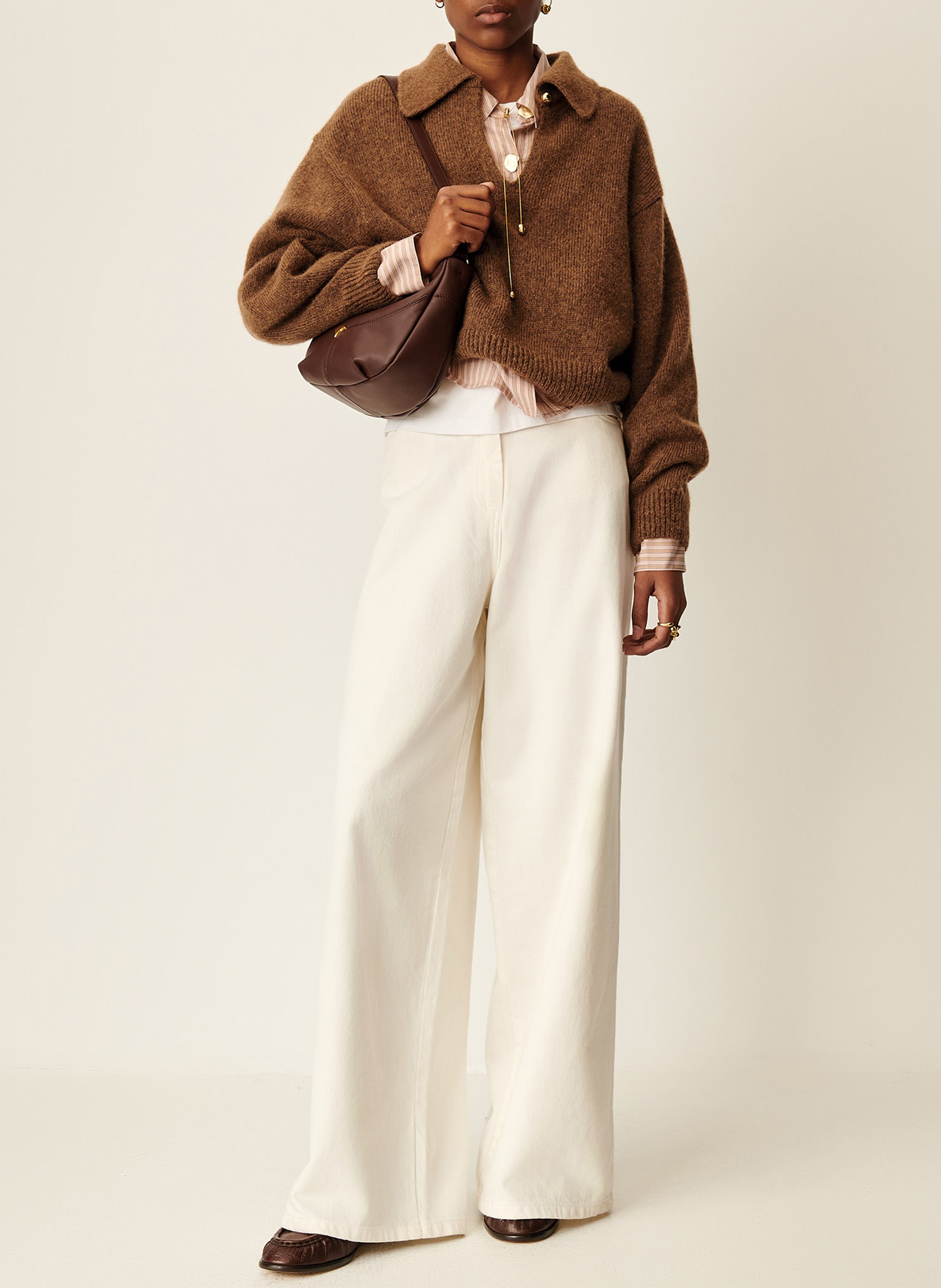 Sac porté épaule en cuir divilio small SESSUN Marron