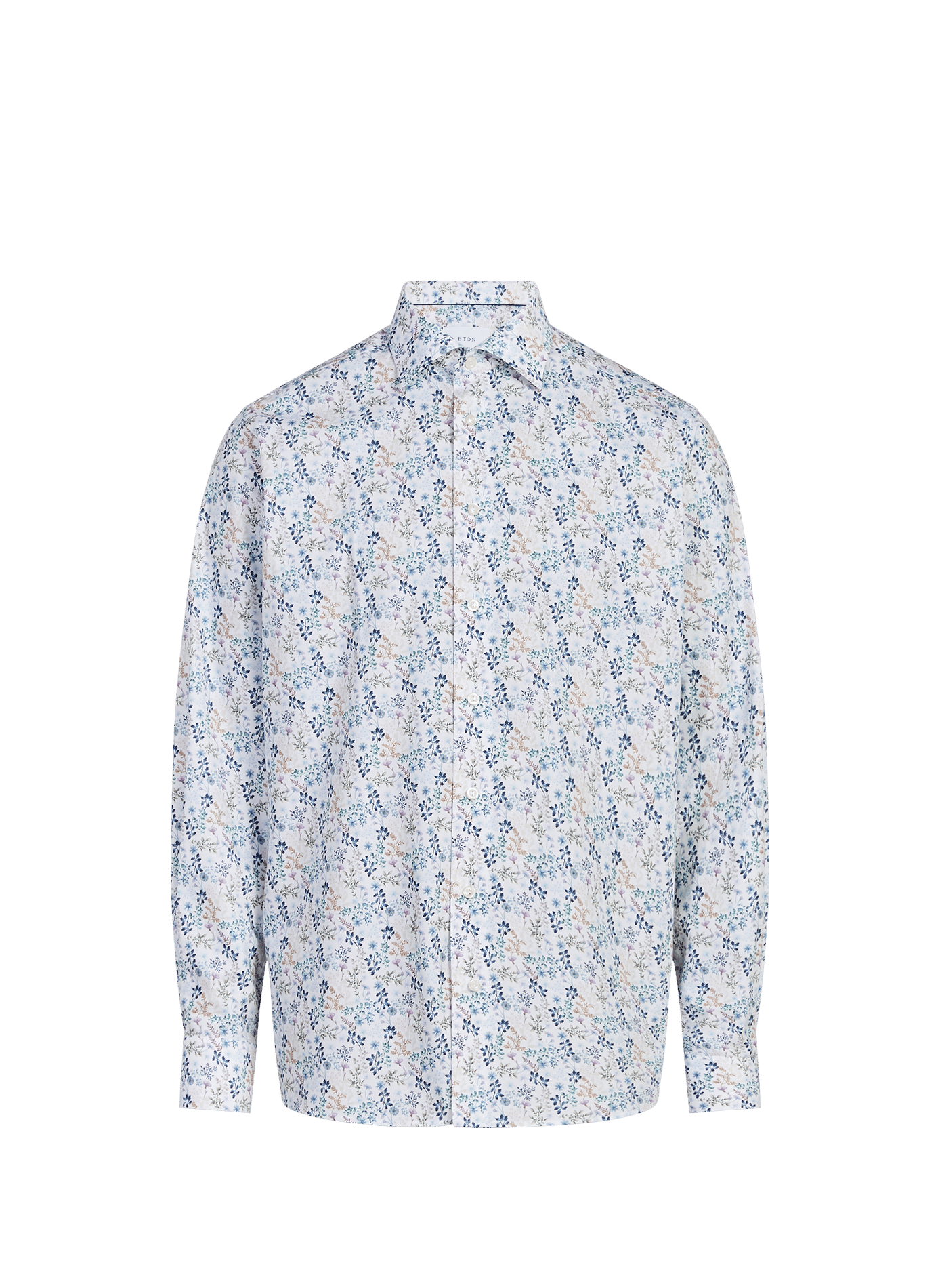 Printed straight cotton shirt ETON Blue