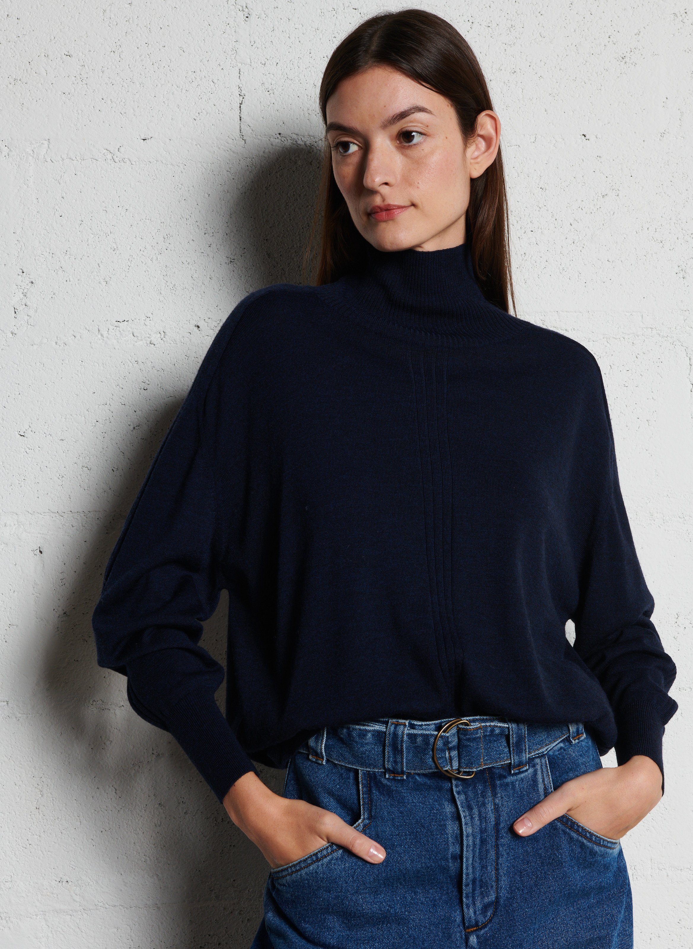 Col roulé en laine nord SOEUR Bleu