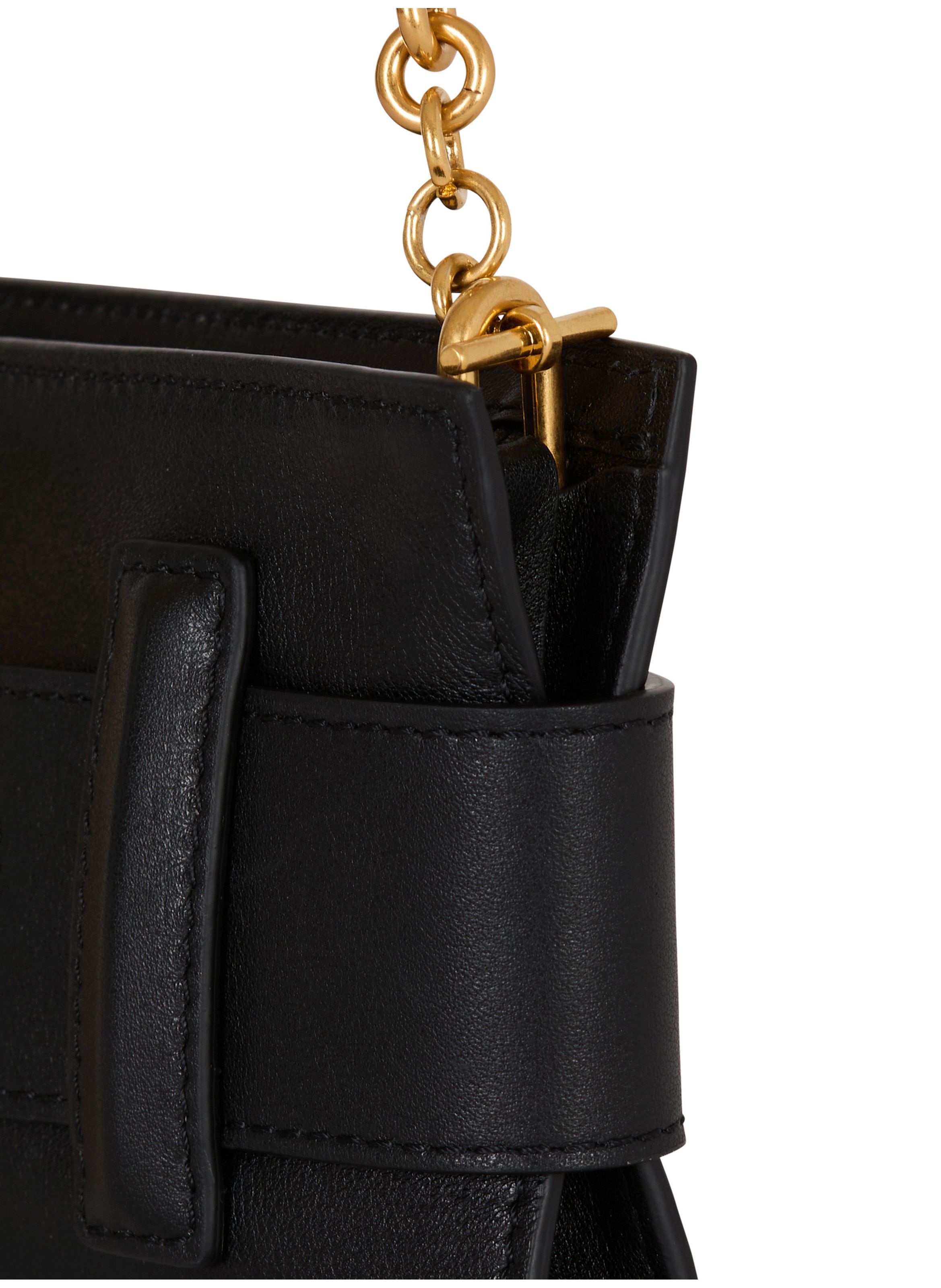 Pochette anthem en cuir de veau BALMAIN Noir