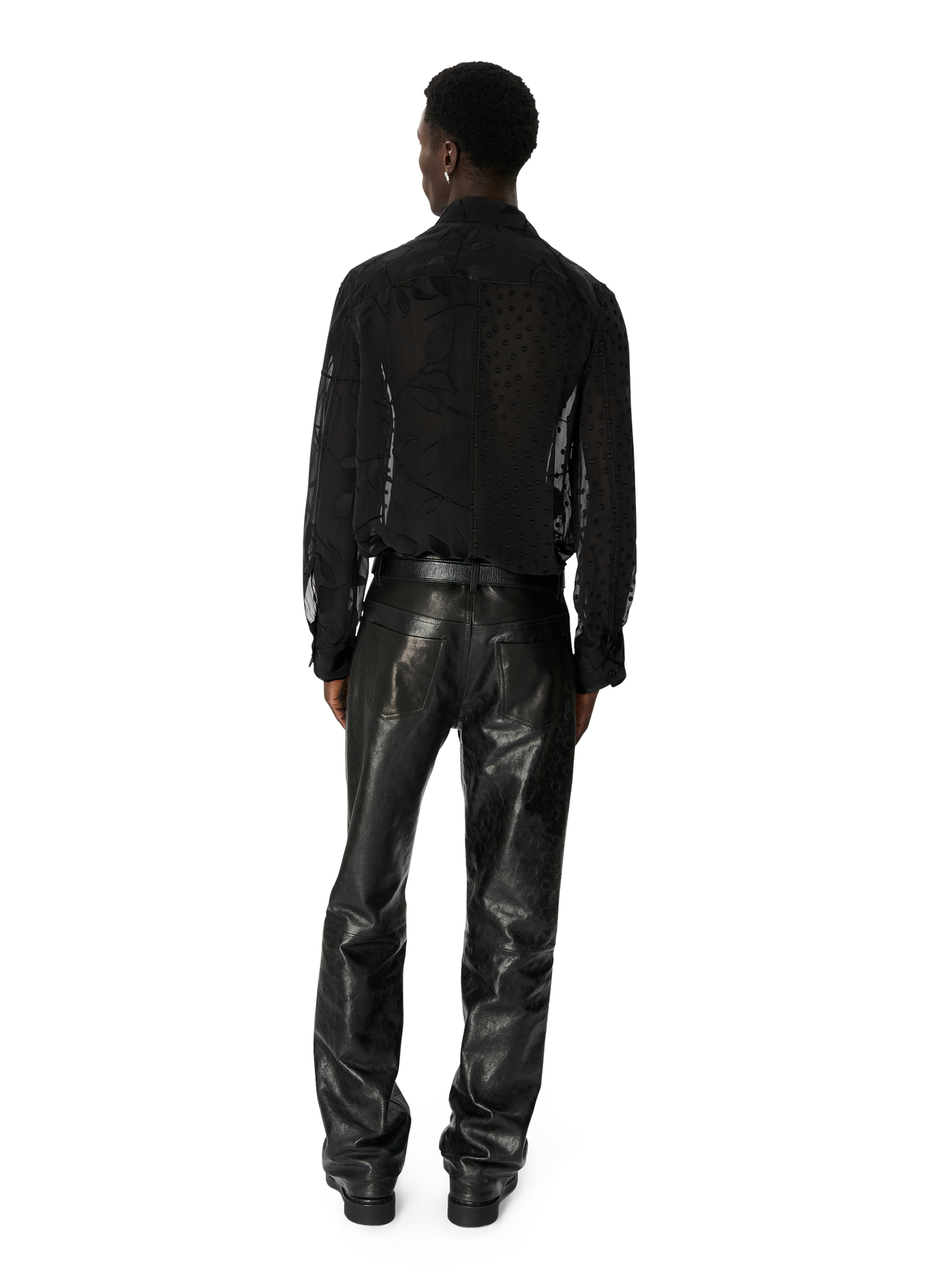 Pantalon droit moon en cuir brillant MARINE SERRE Noir