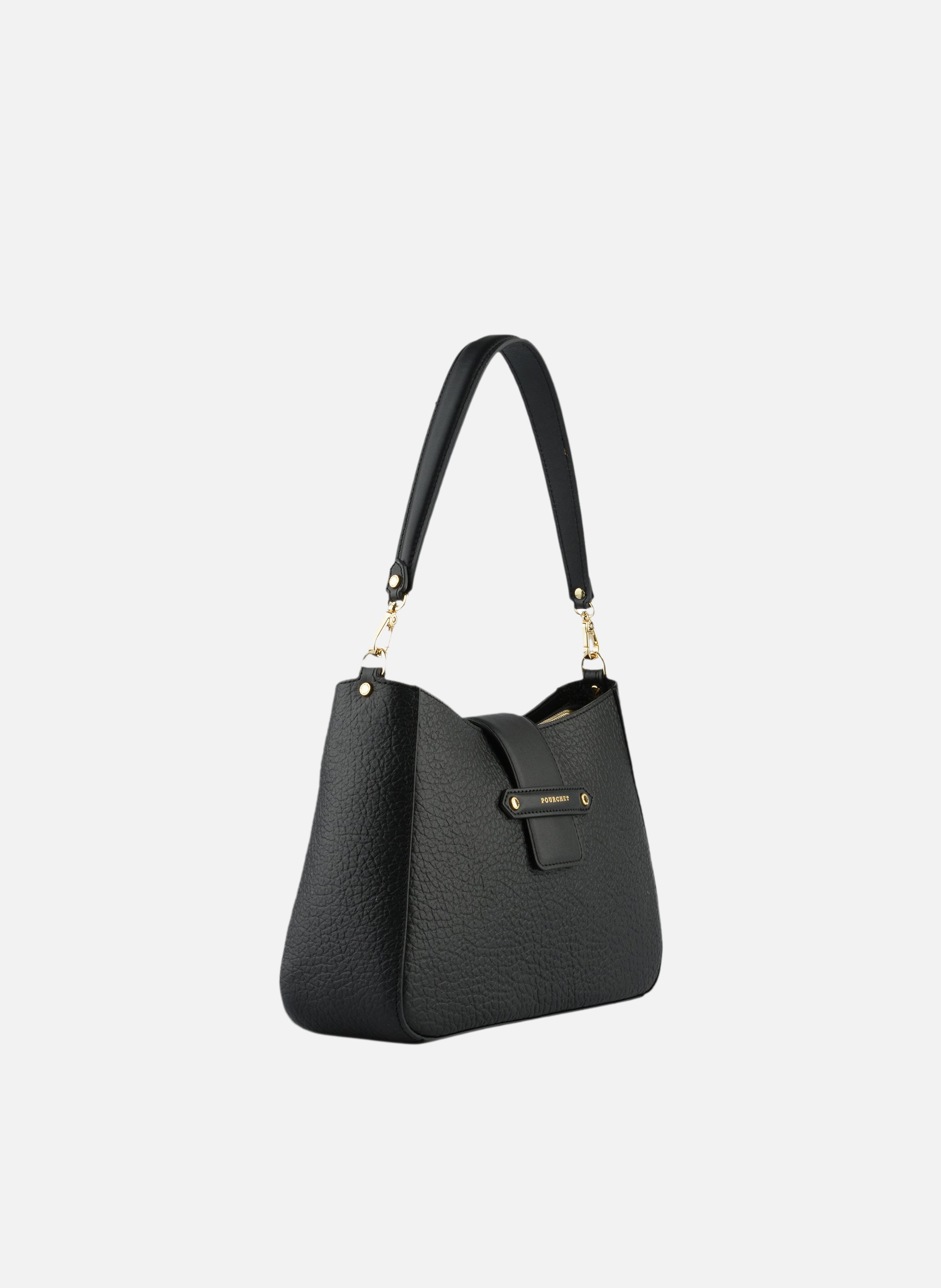 Fleuves | sac porté épaule gm en cuir de vachette | Noir POURCHET Femme