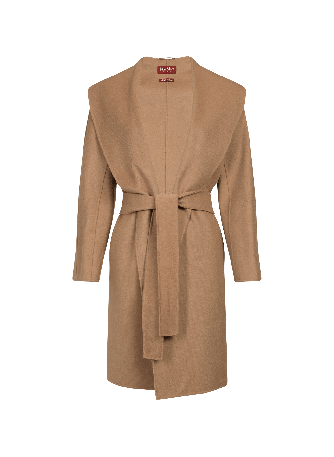 Wool blend shawl collar belted coat MAX MARA STUDIO Brown