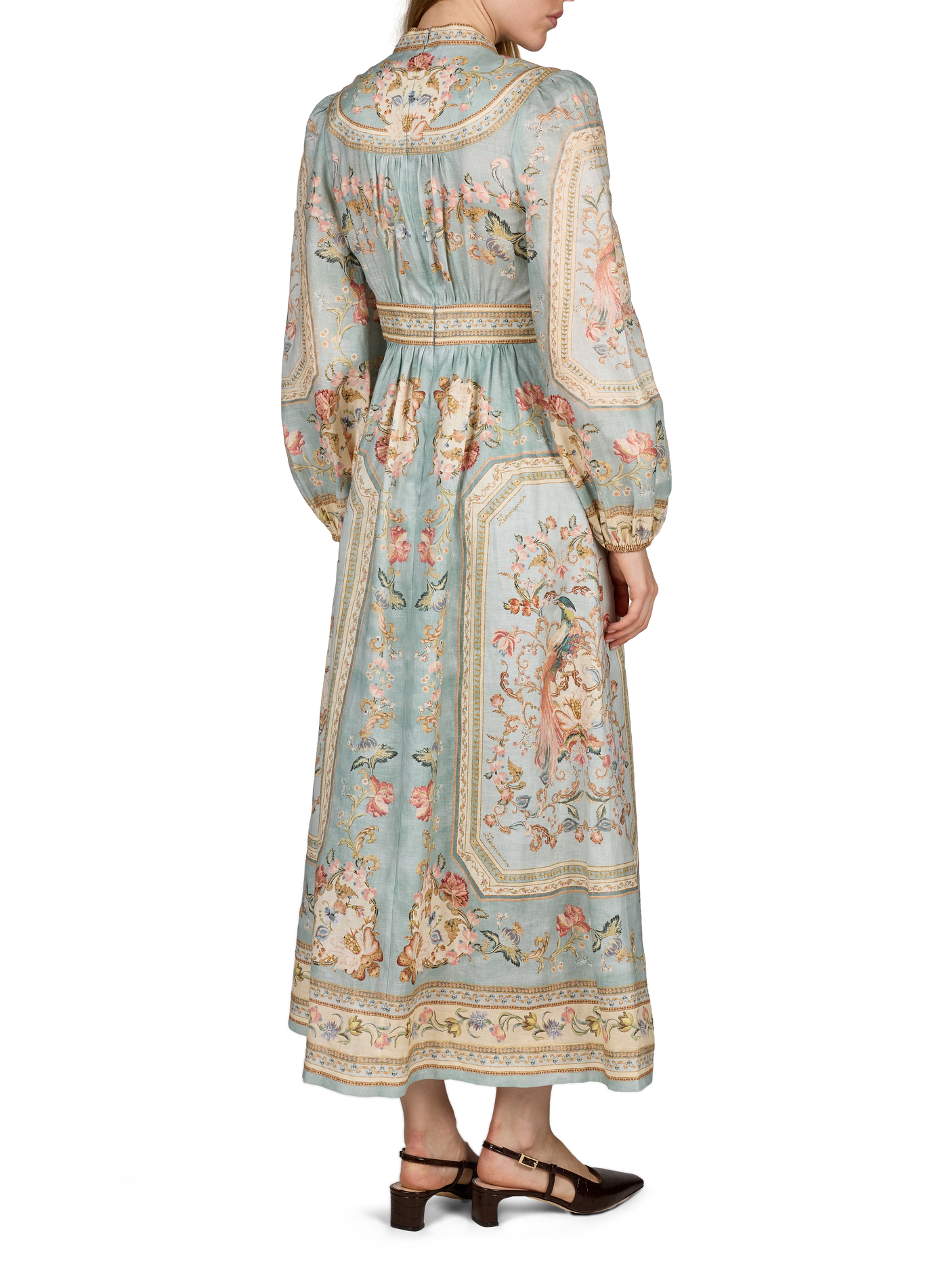 Roselight Kleid mit Blumenmuster aus Leinen ZIMMERMANN Grun