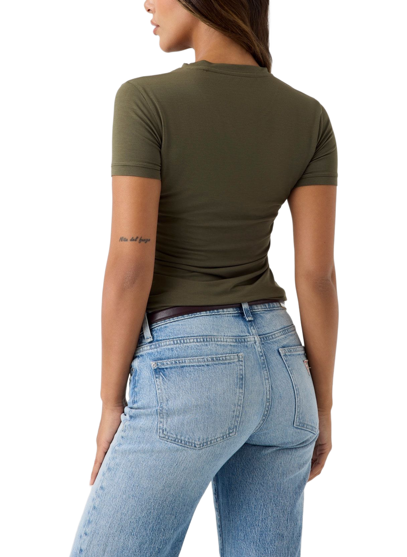 Camiseta cuello redondo GUESS Caqui