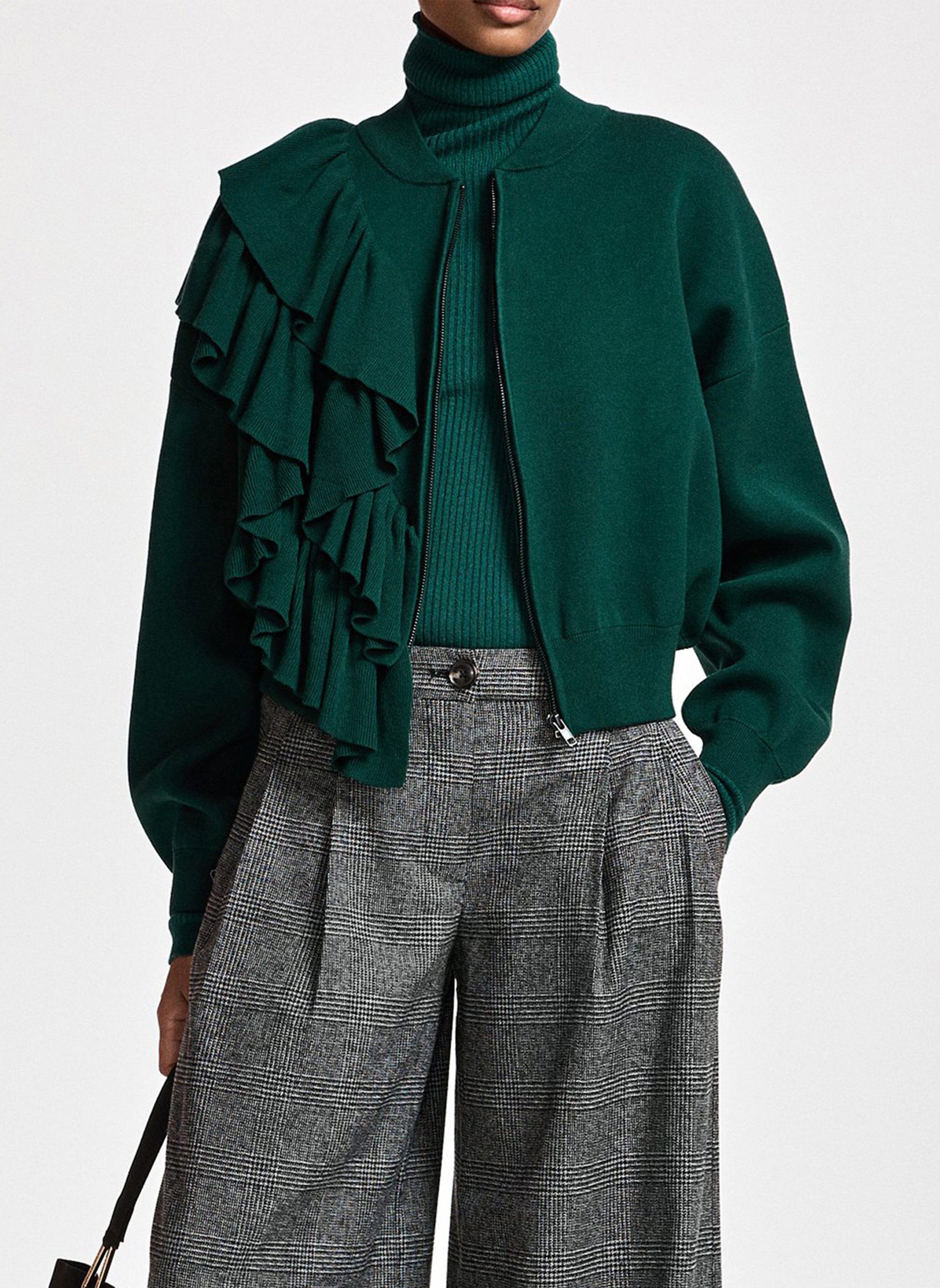 Cardigan oversize à volants kodi ESSENTIEL ANTWERP Vert