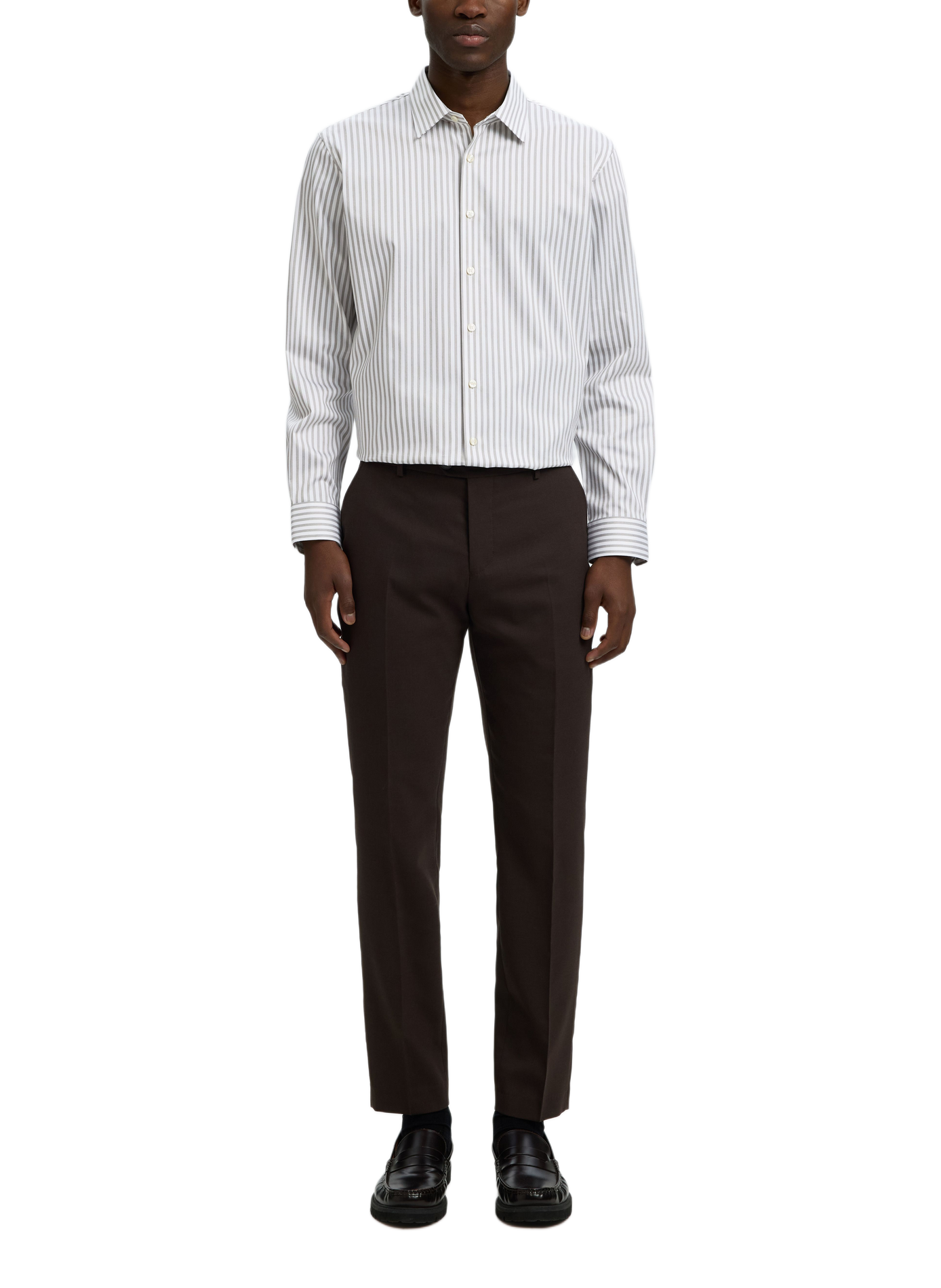 Slim-fit shirt in blended organic cotton | Groen SELECTED Heren