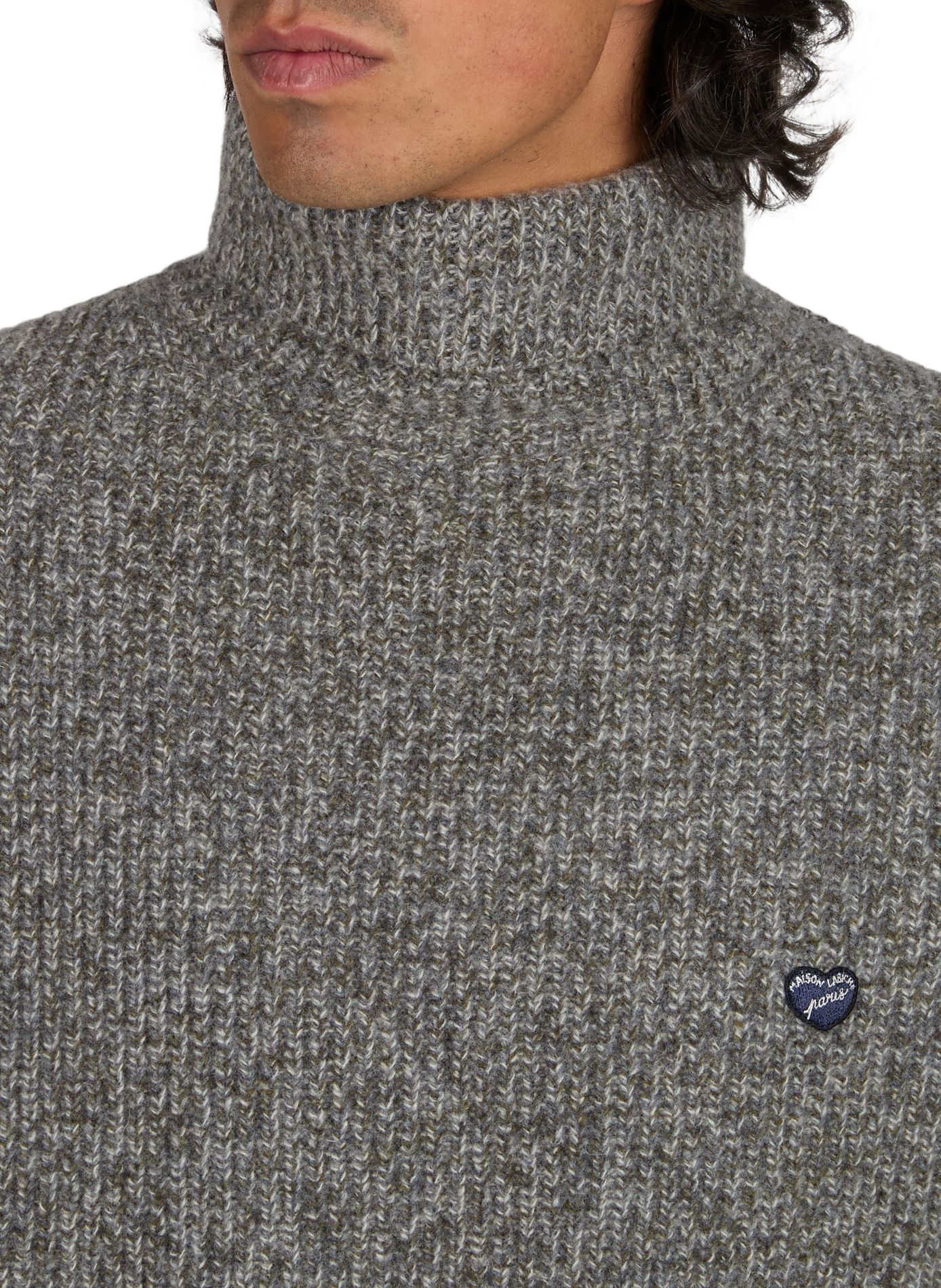Pull droit col roulé en laine MAISON LABICHE Gris