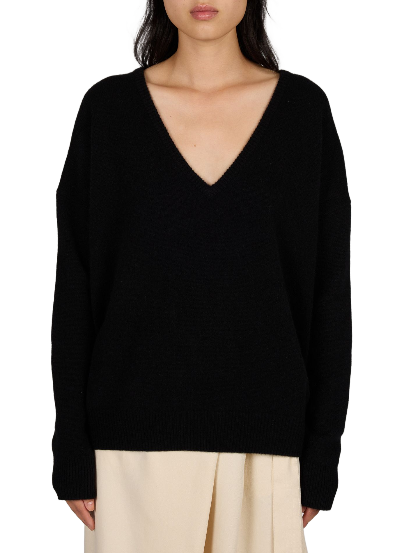 Cashmere V-neck jumper | Black CO Women