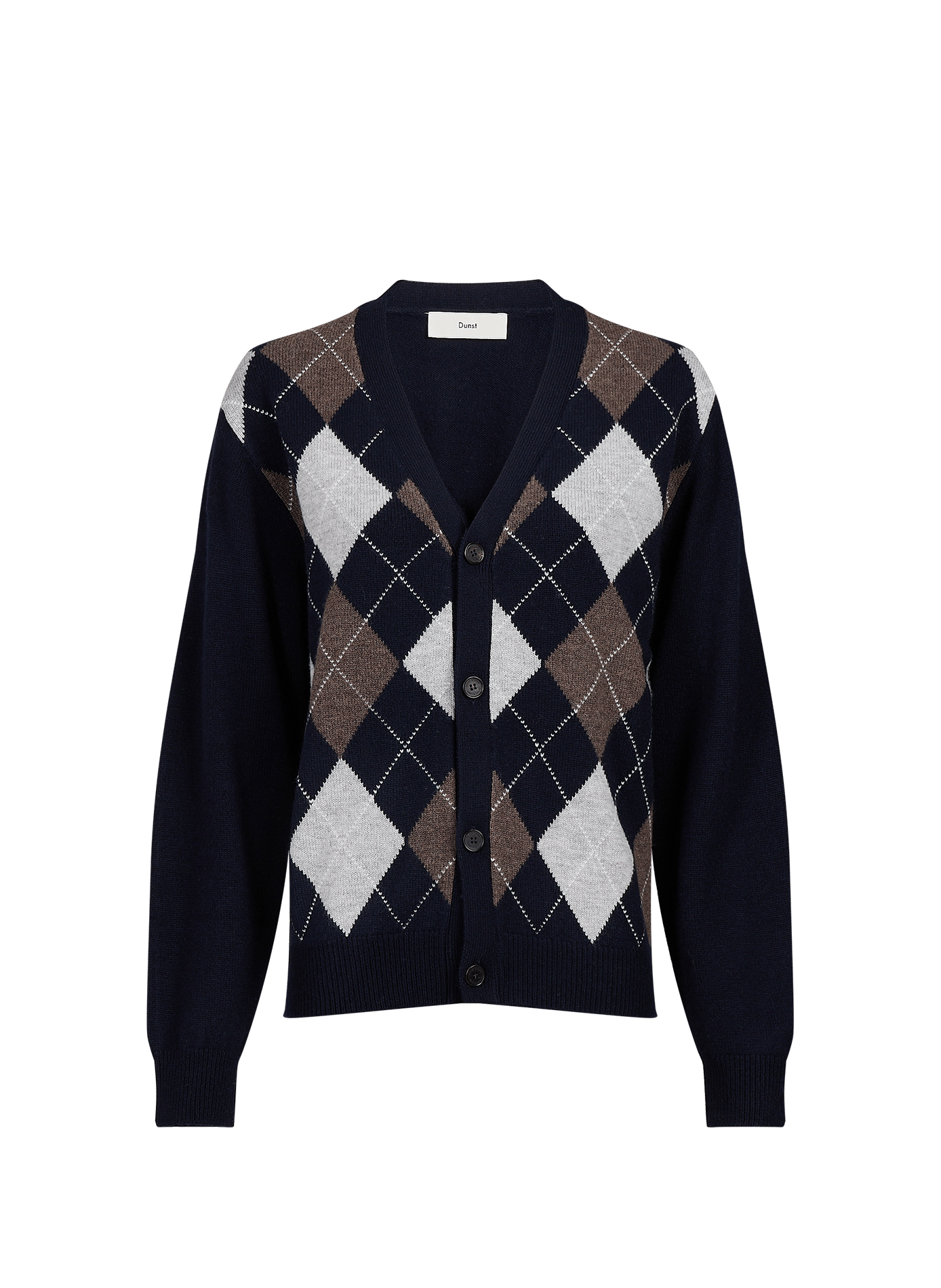 Rechte cardigan met V-hals en print in wol DUNST Veelkleurig