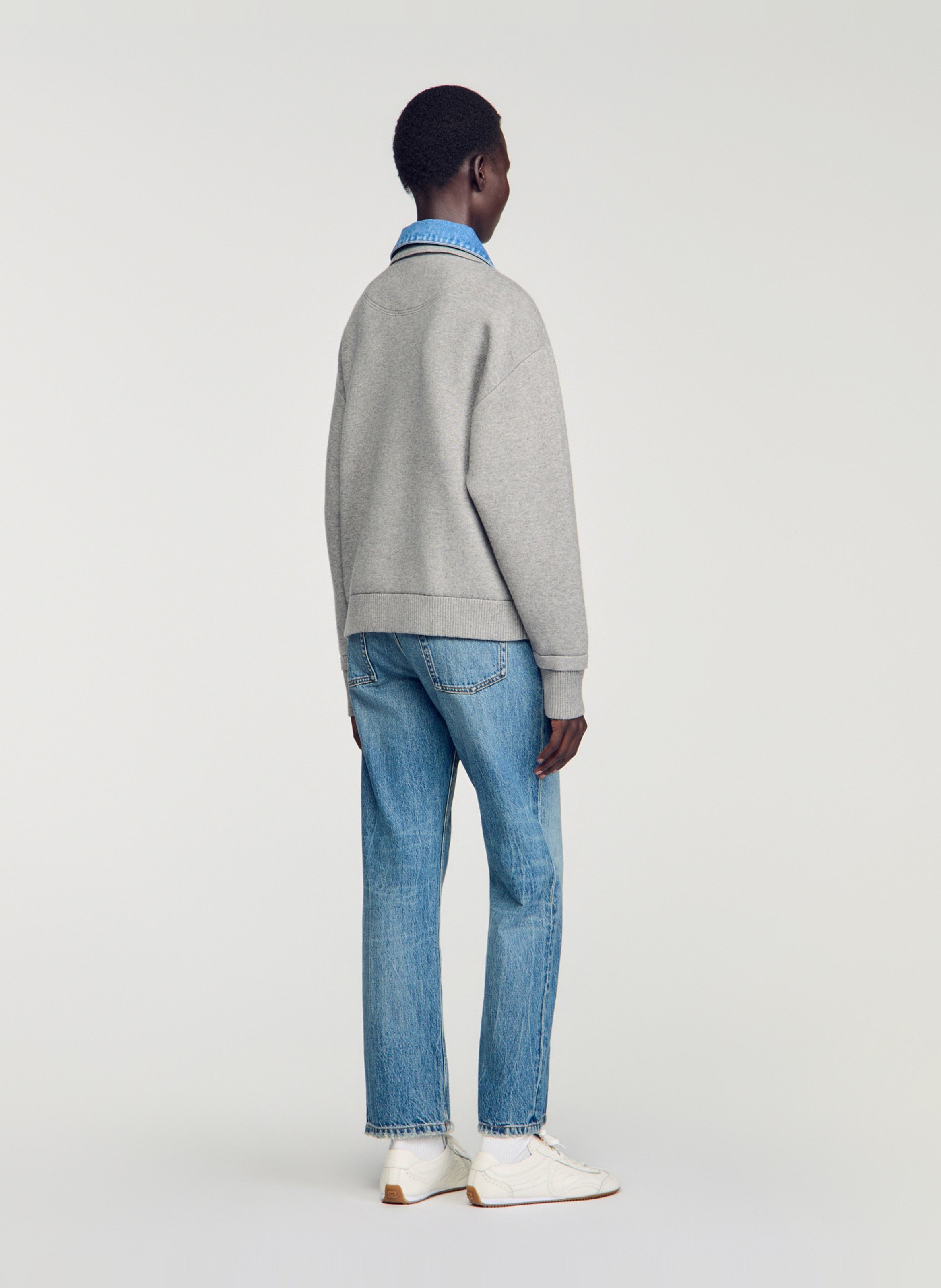 Sweat hybride oversize SANDRO Gris