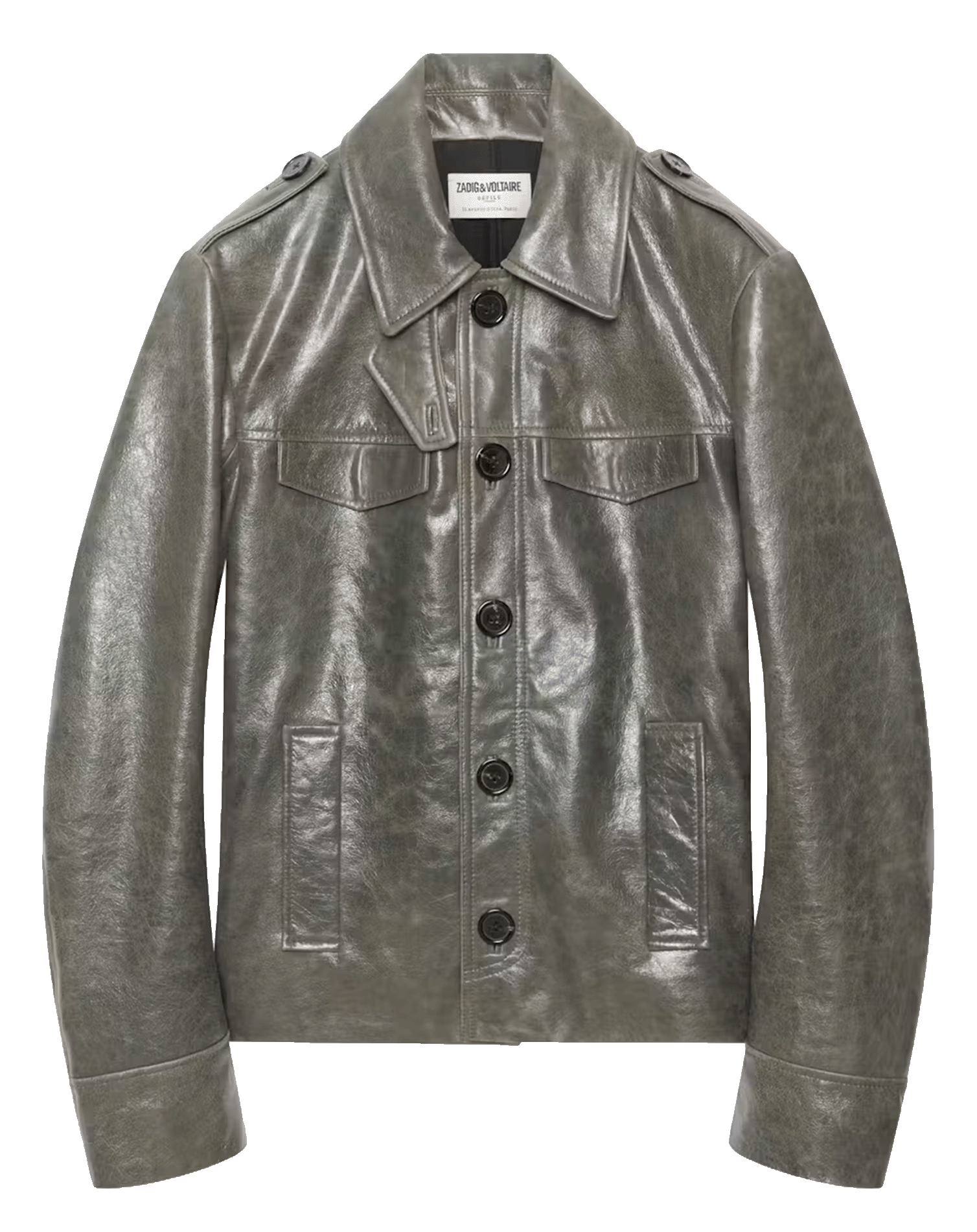 Veste droite boutonnée en cuir veram ZADIG&VOLTAIRE Gris