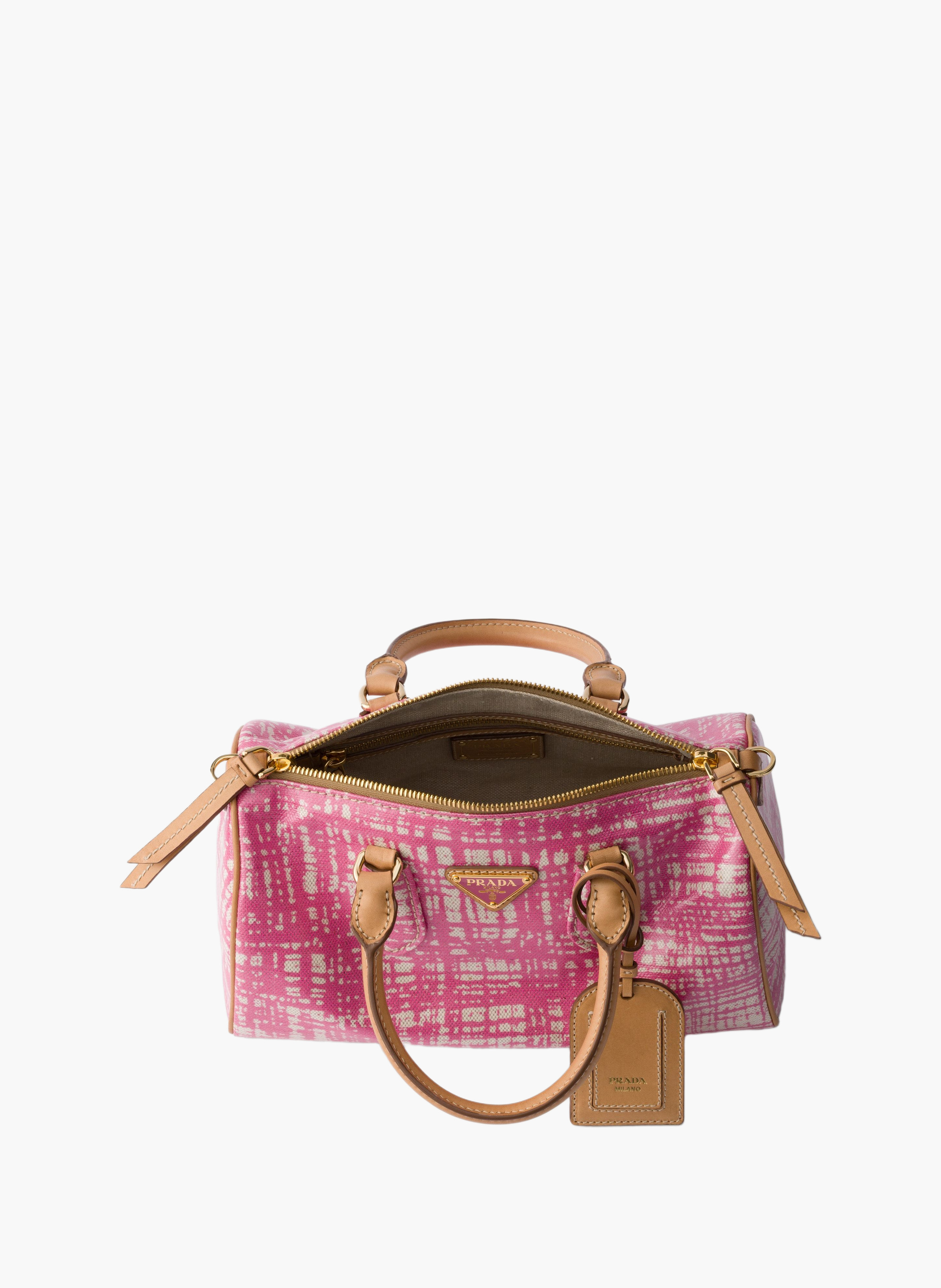 Petit sac à main prada evasion en mélange de lin e PRADA Rose