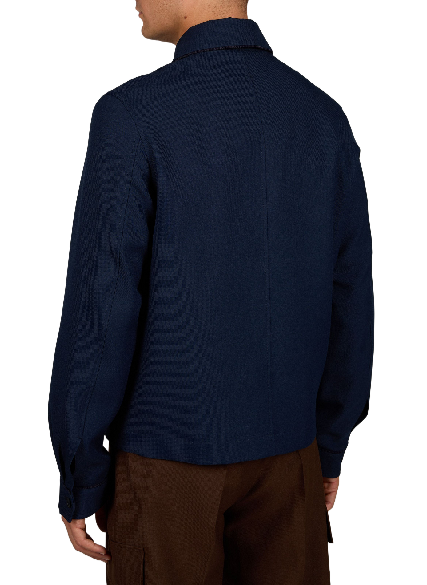 Straight embroidered jacket with a classic collar DROLE DE MONSIEUR Blue