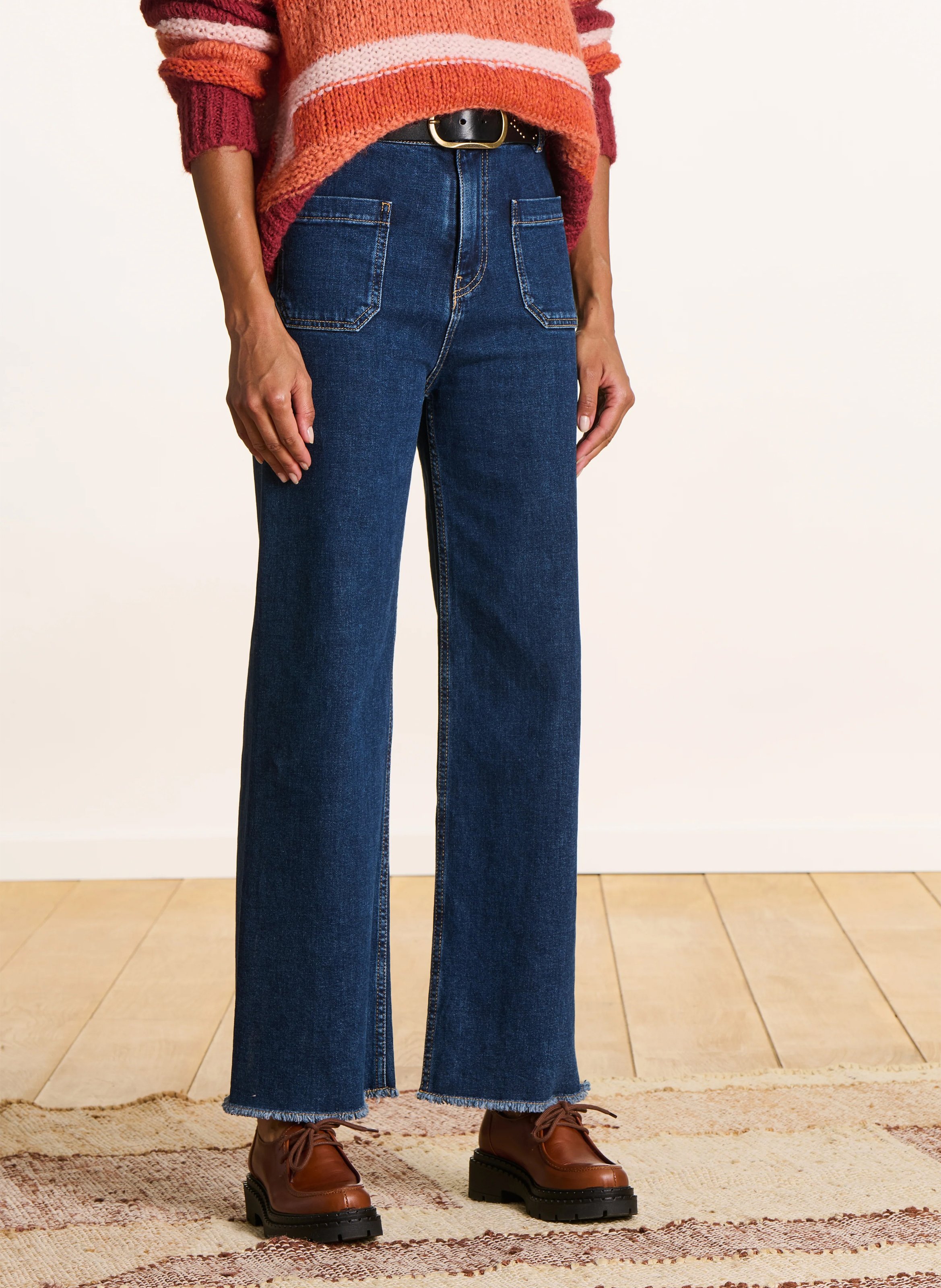 Rechte jeans met hoge taille van een biologisch katoenmengsel LA FEE MARABOUTEE Blauw