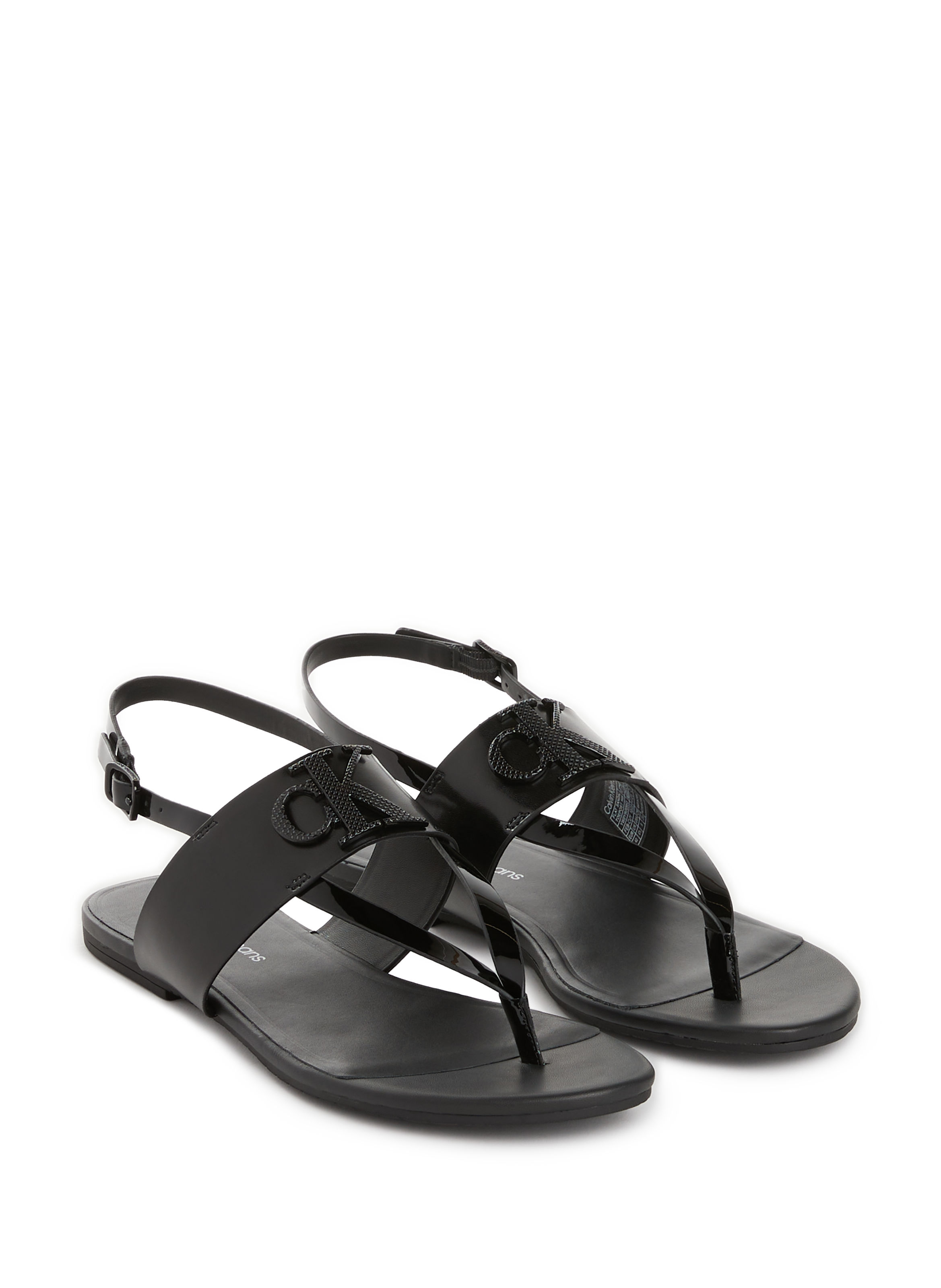 Sandales en cuir mélangé