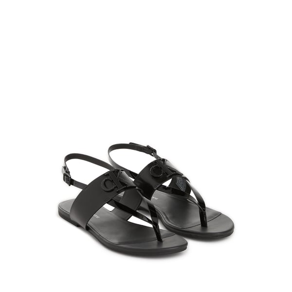 Sandales en cuir mélangé