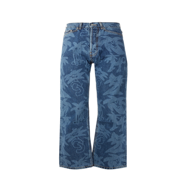 Palm Angels Patterned Jeans In Blue