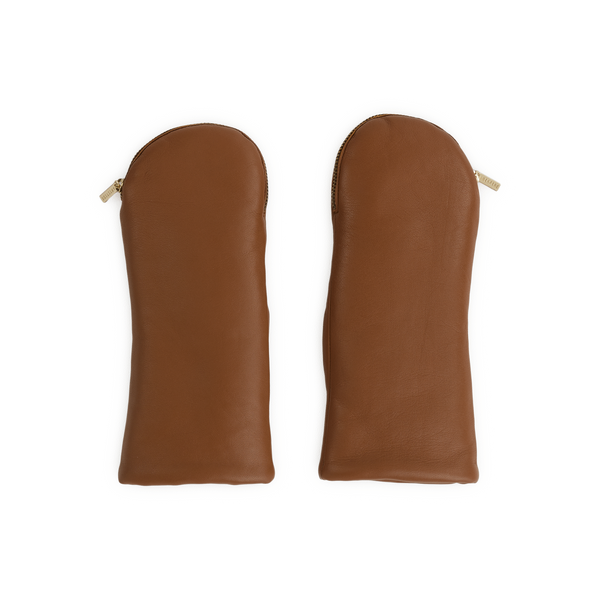 Aristide Leather Mittens In Grey