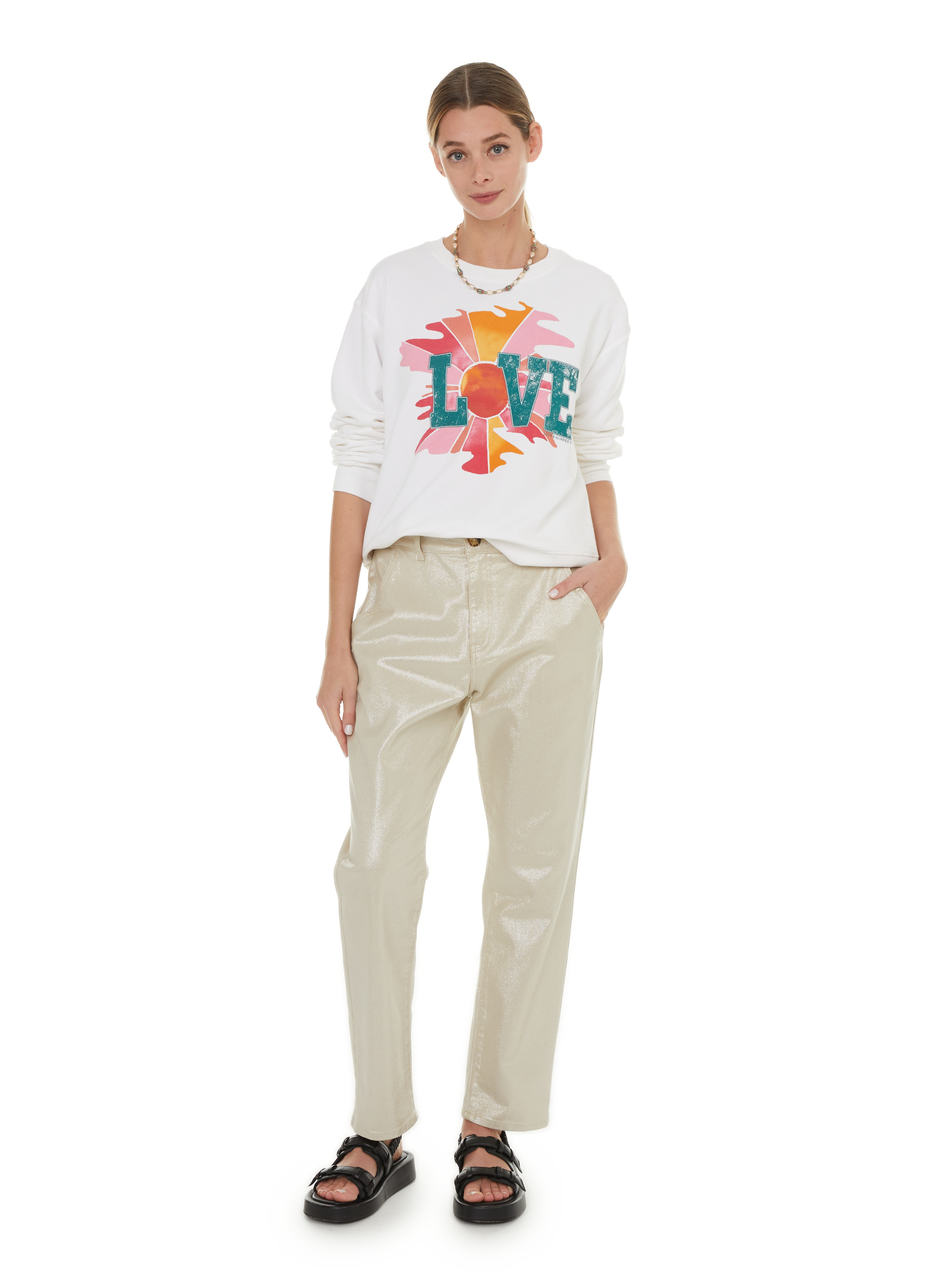 LEON & HARPER Edgara straight-leg trousers Silver