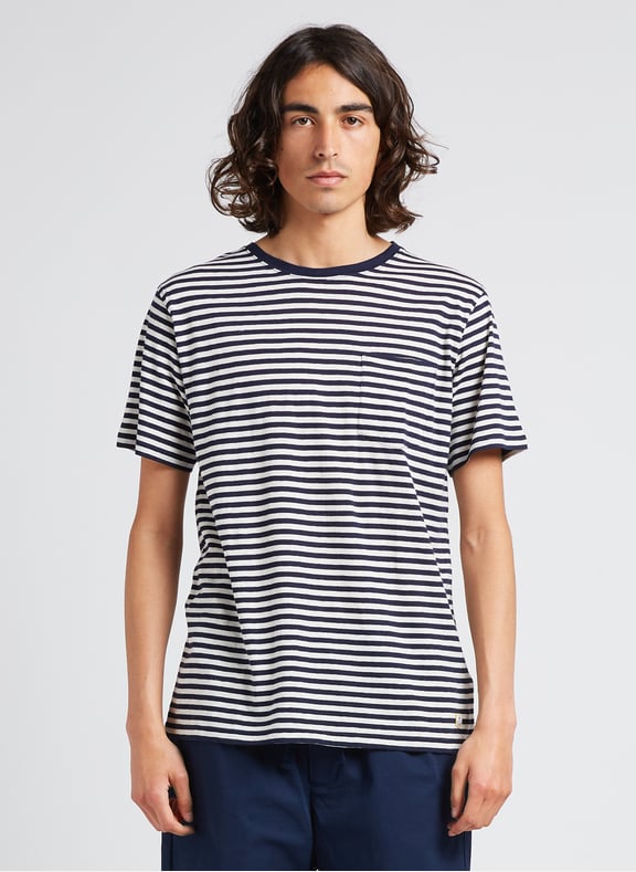 Tee-shirt col rond regular-fit rayé en coton mélangé Bleu by ARMOR-LUX ARMOR-LUX Tee-shirt col rond regular-fit rayé en coton mélangé Bleu