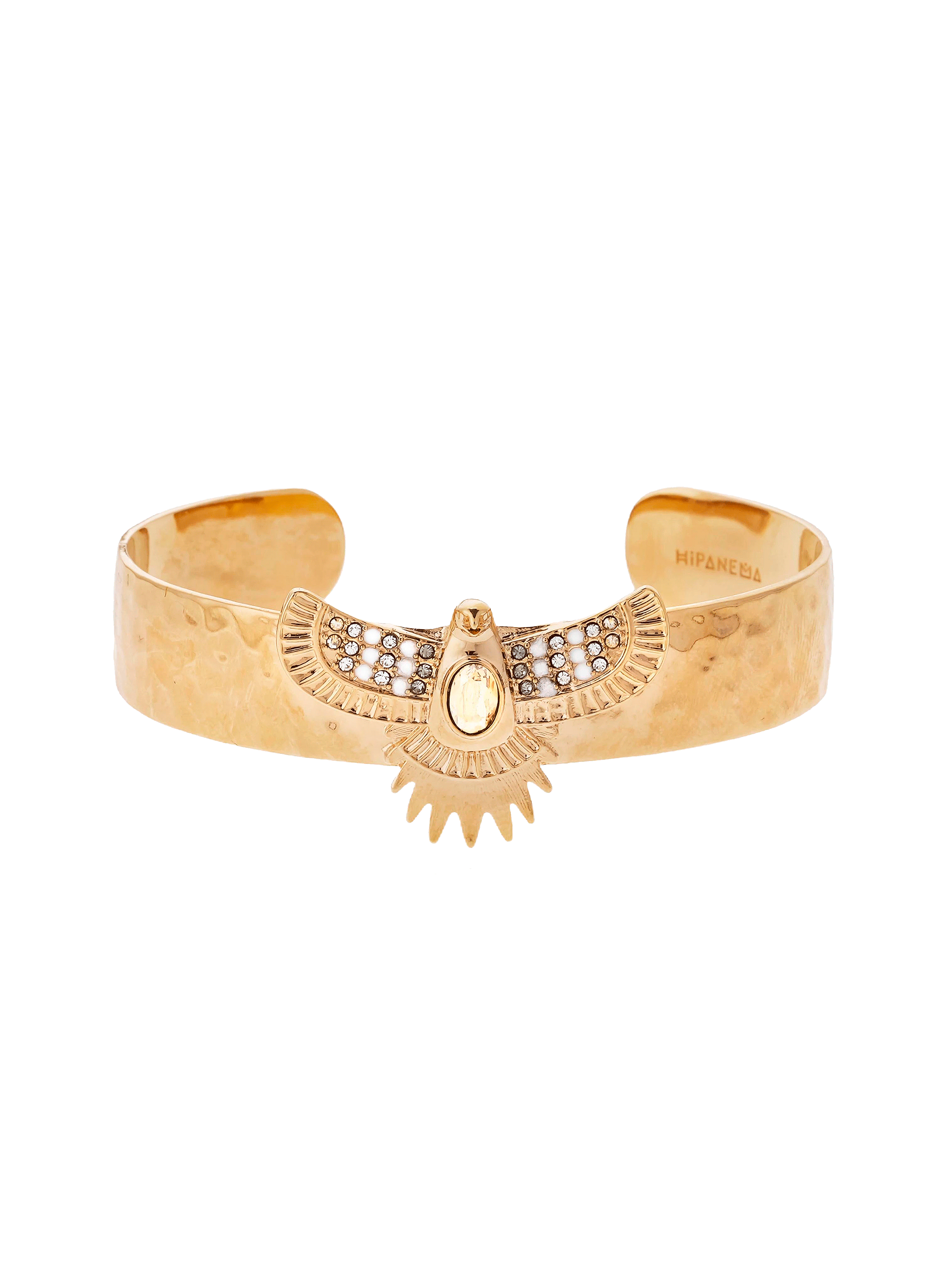 Bracelet jonc avec cabochon central et perles serra HIPANEMA Blanc