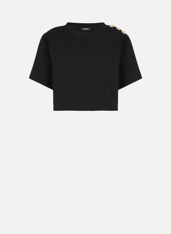 Sweat-shirt court à boutons Noir by BALMAIN BALMAIN Sweat-shirt court à boutons Noir