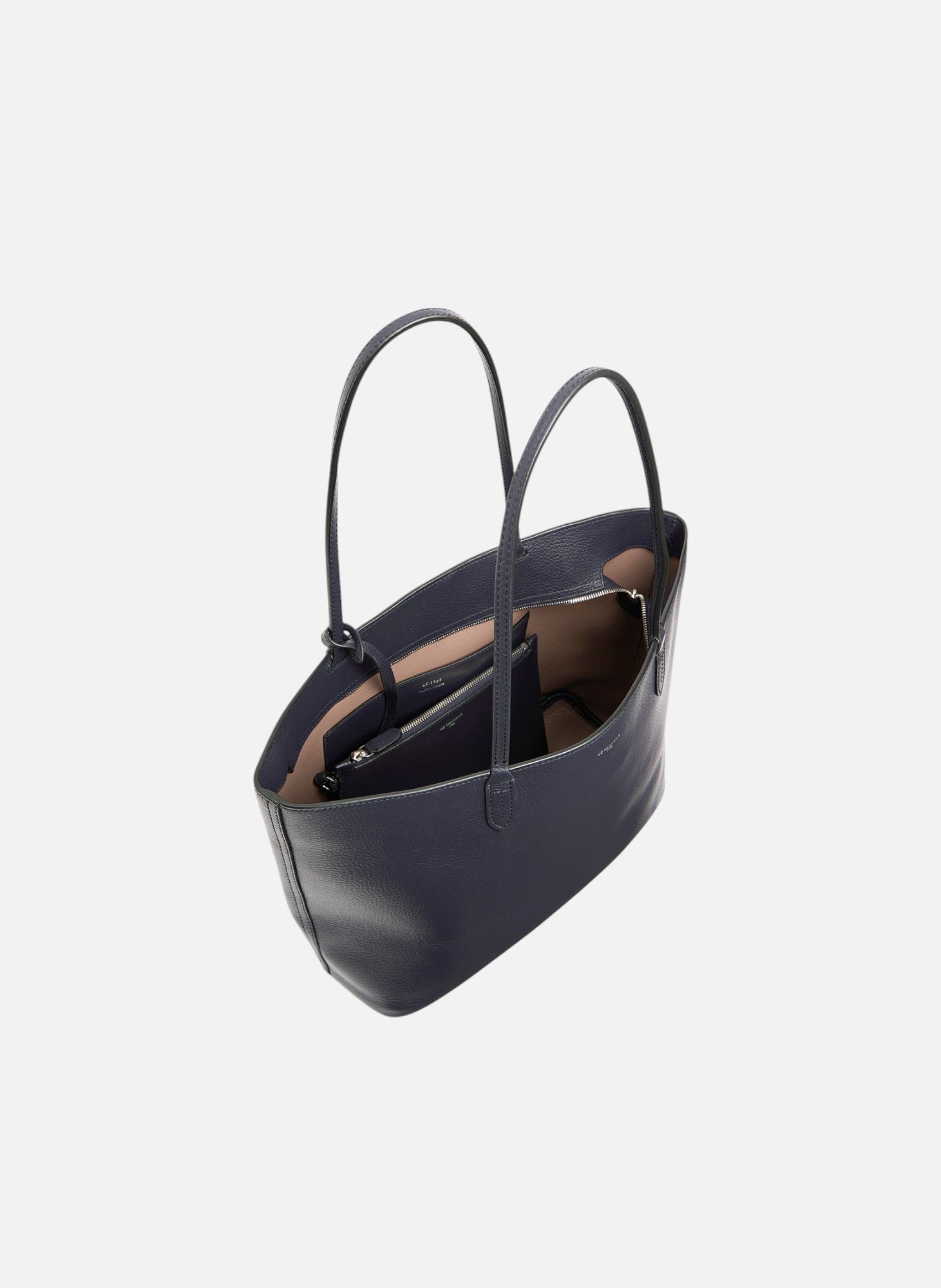 Grand sac cabas louise en cuir grainé LE TANNEUR Bleu