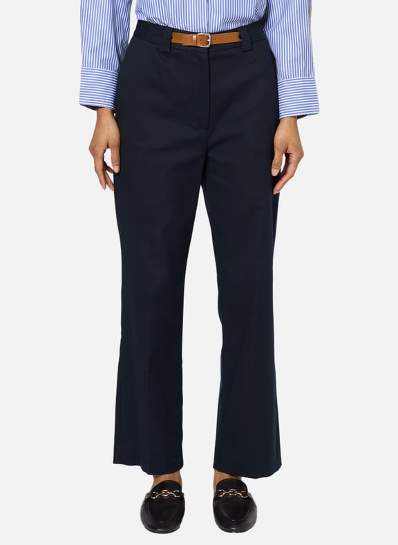 Pantalon droit en coton à ceinture - luva Bleu by GERARD DAREL GERARD DAREL Pantalon droit en coton à ceinture - luva Bleu