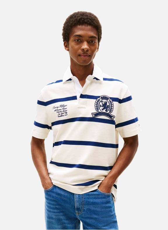 Oversized Striped Cotton Polo Multicolour by TOMMY HILFIGER TOMMY HILFIGER Oversized Striped Cotton Polo Multicolour