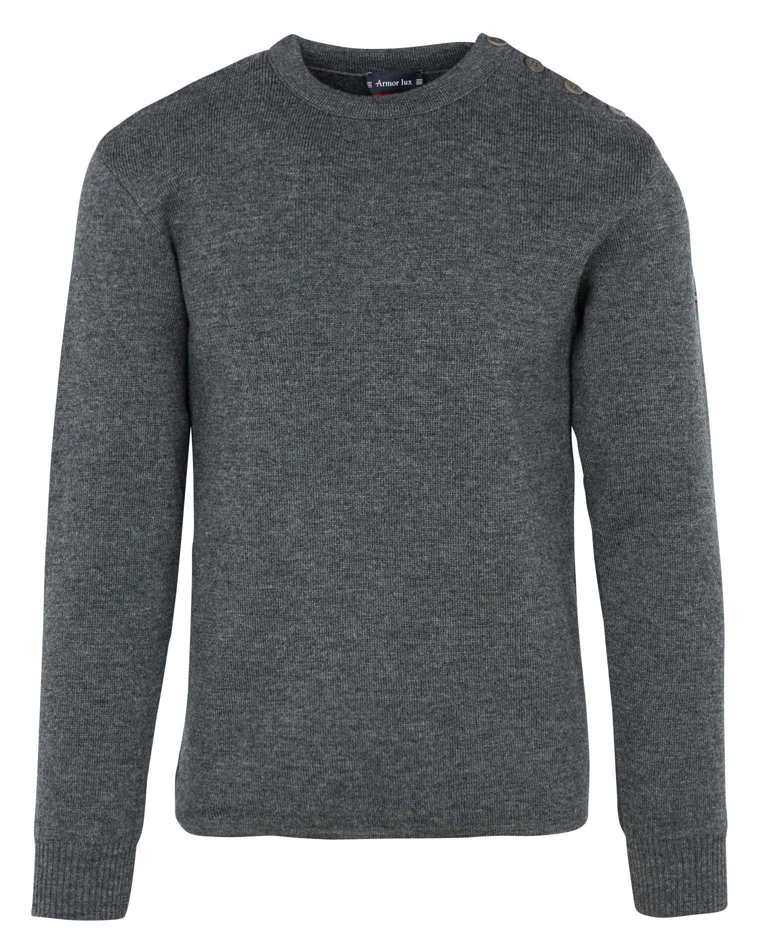 Pull col rond regular-fit en laine ARMOR-LUX Gris