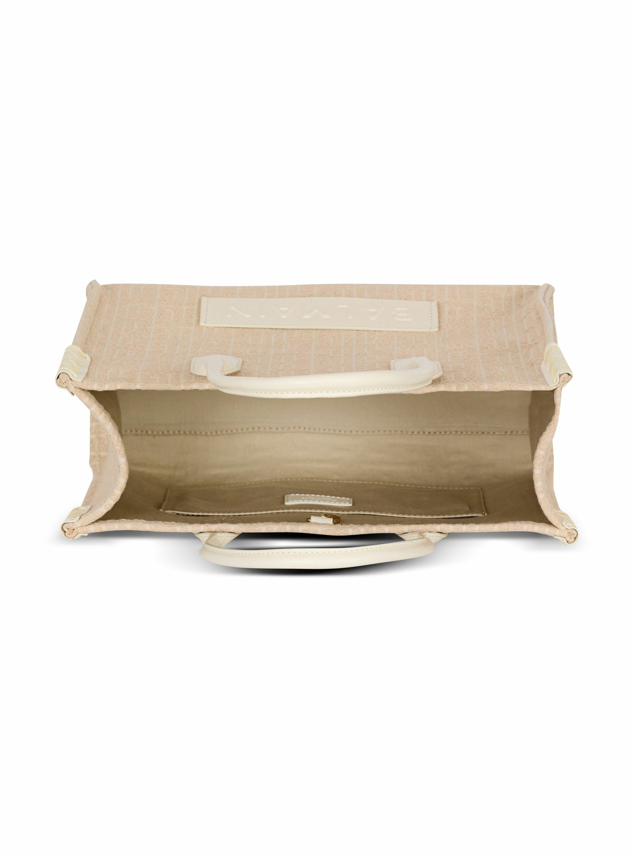 Sac cabas b-army 36 en toile jacquard monogrammée et cuir BALMAIN Beige