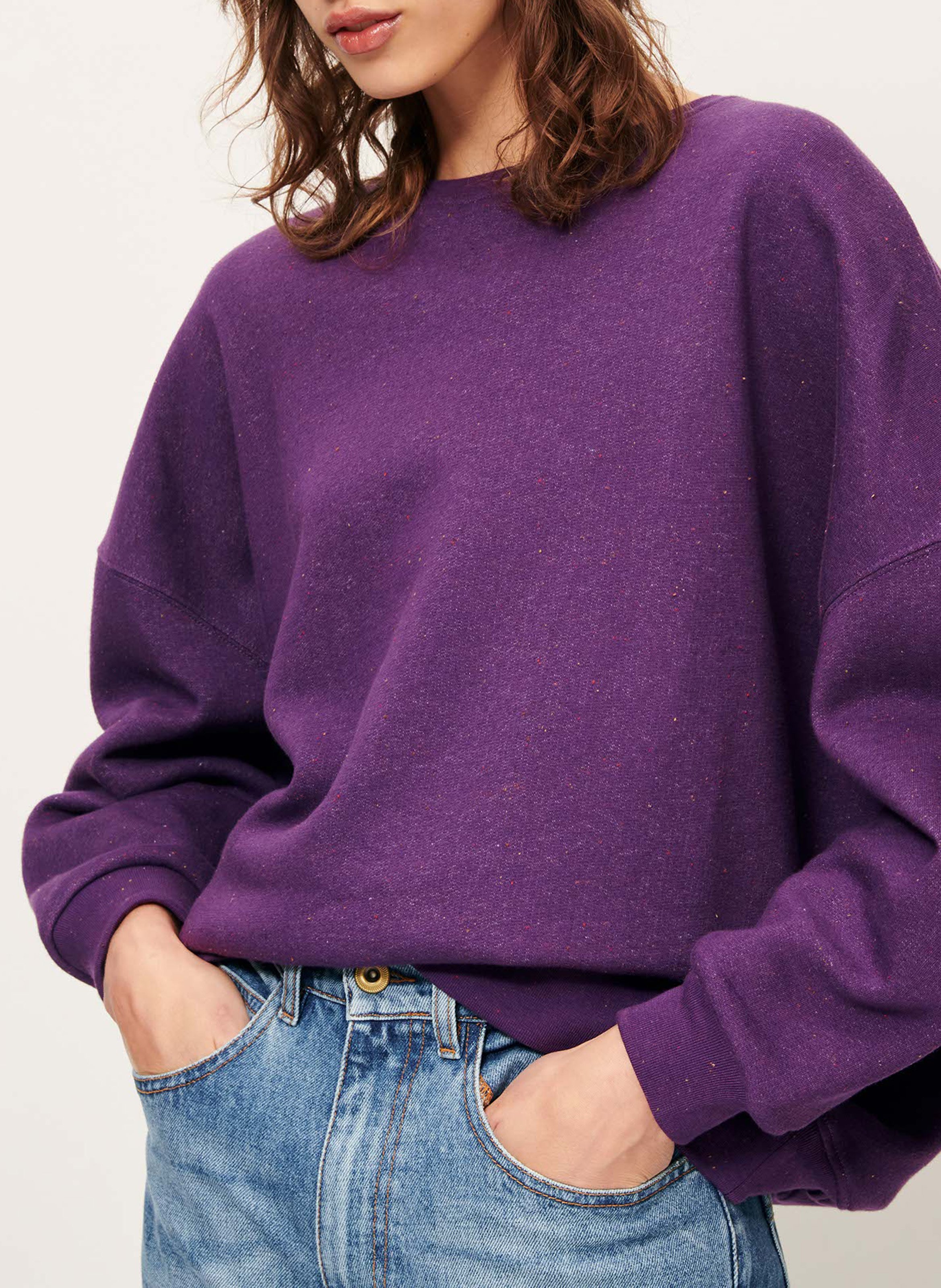 Sweat ample col rond moucheté en coton bio mélangé chebbi SESSUN Bleu