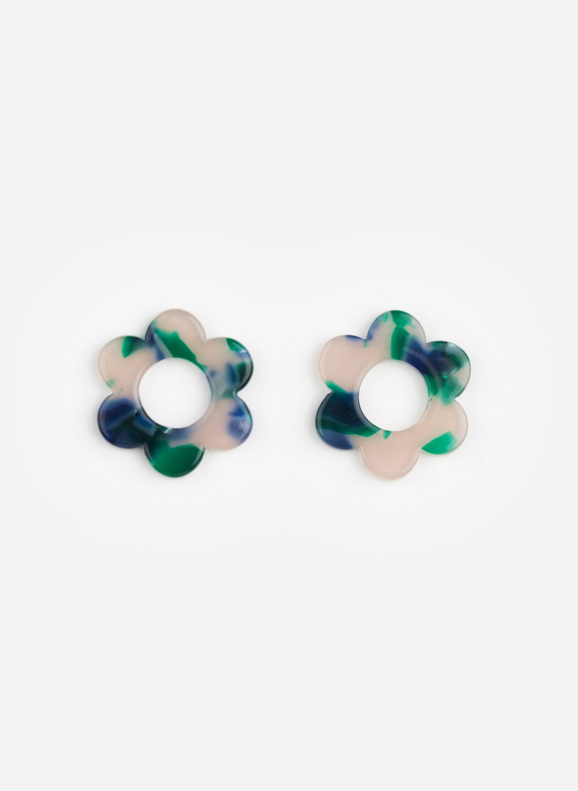 KURAGE GINZA Boucles d'oreilles baby fleurette avec anneaux en acier inoxydable doré Vert