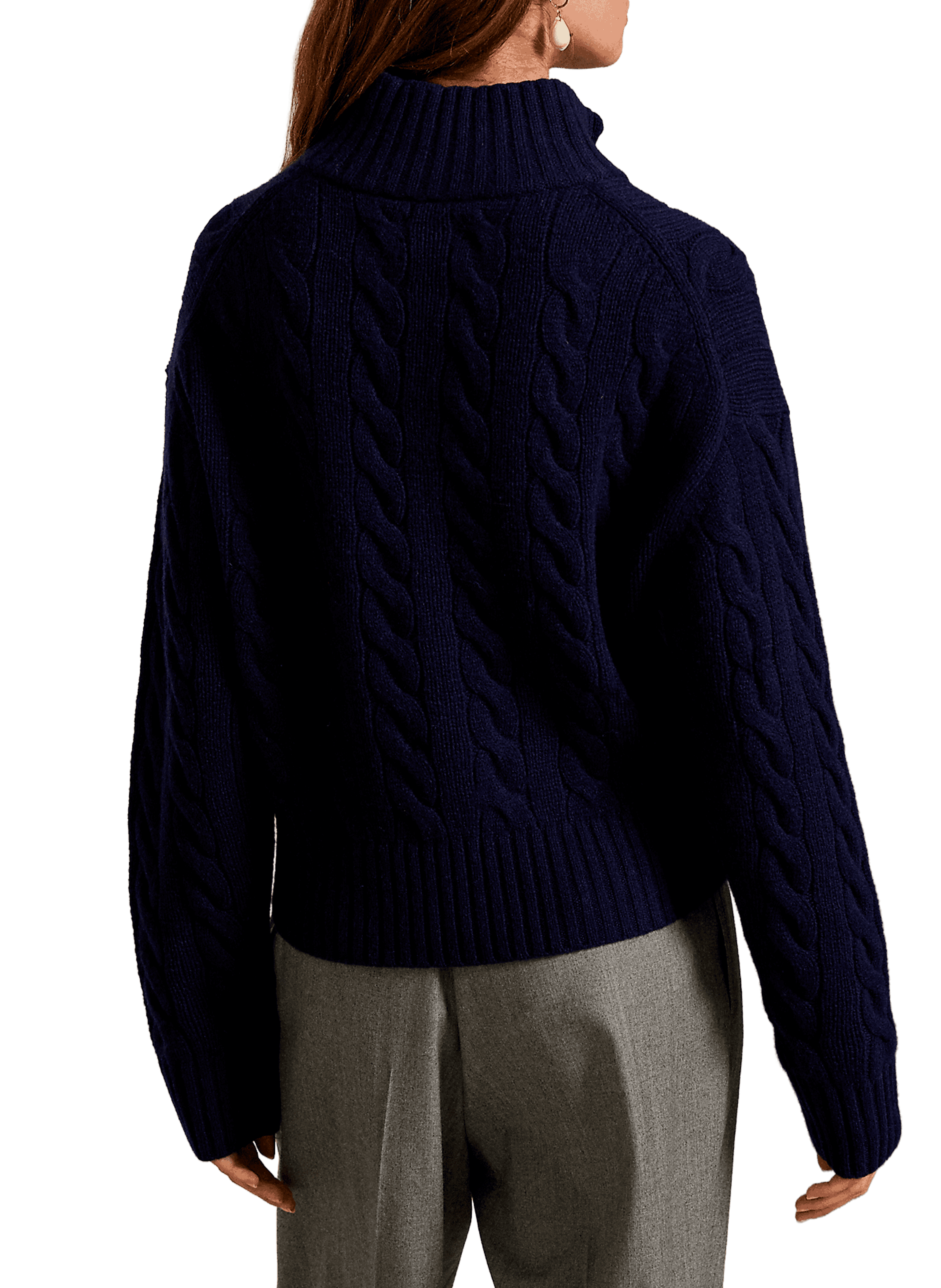 Pull à col zippé en laine et cachemire POLO RALPH LAUREN Bleu