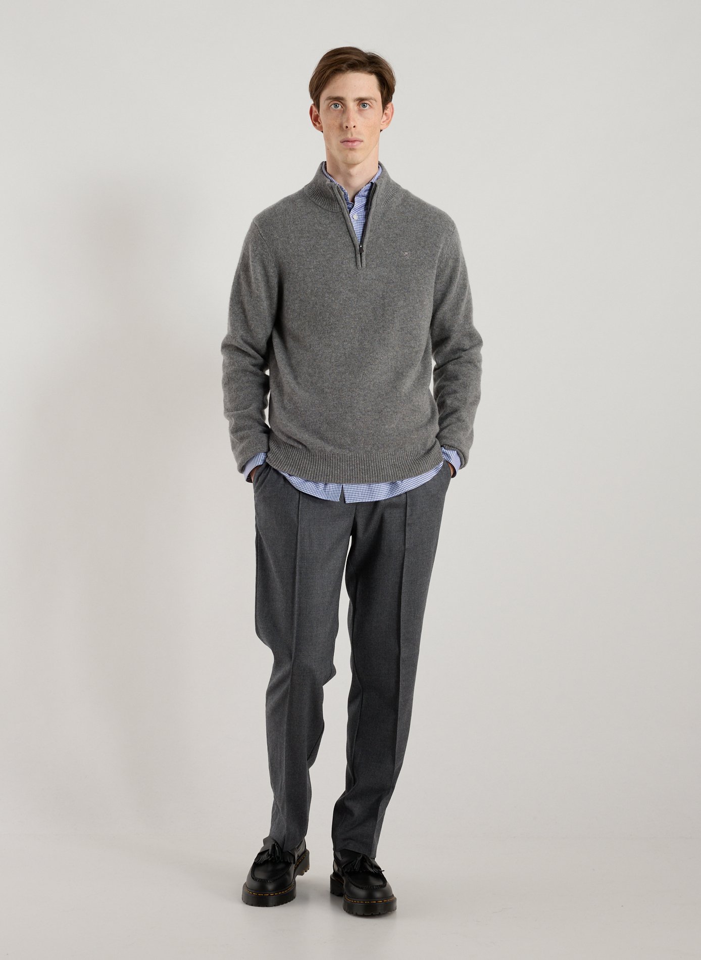 High collar sweatshirt in wool HACKETT Grey