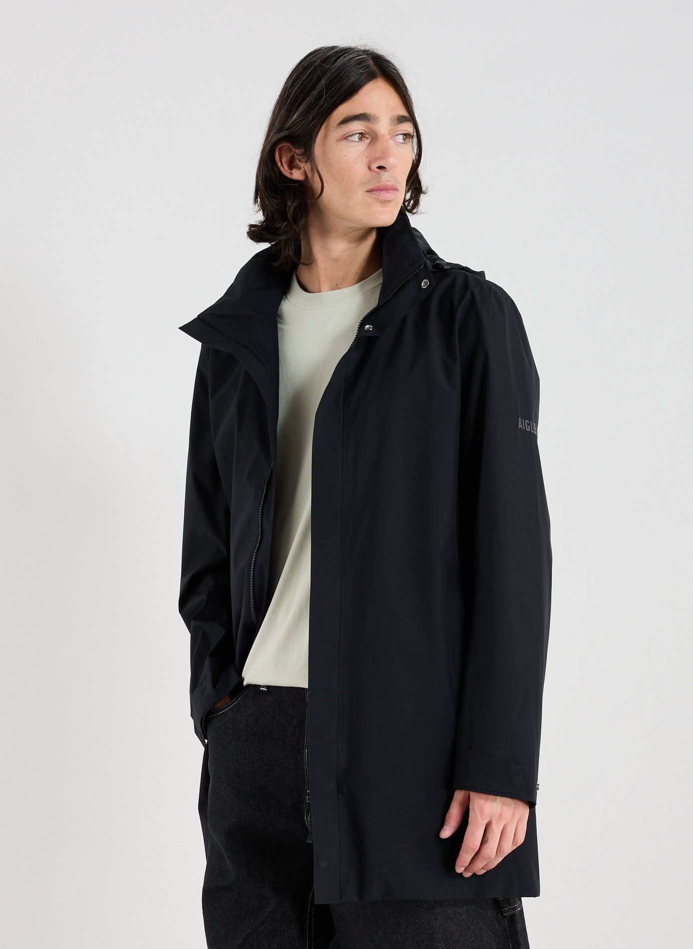 AIGLE Waterproof parka with retractable hood Black