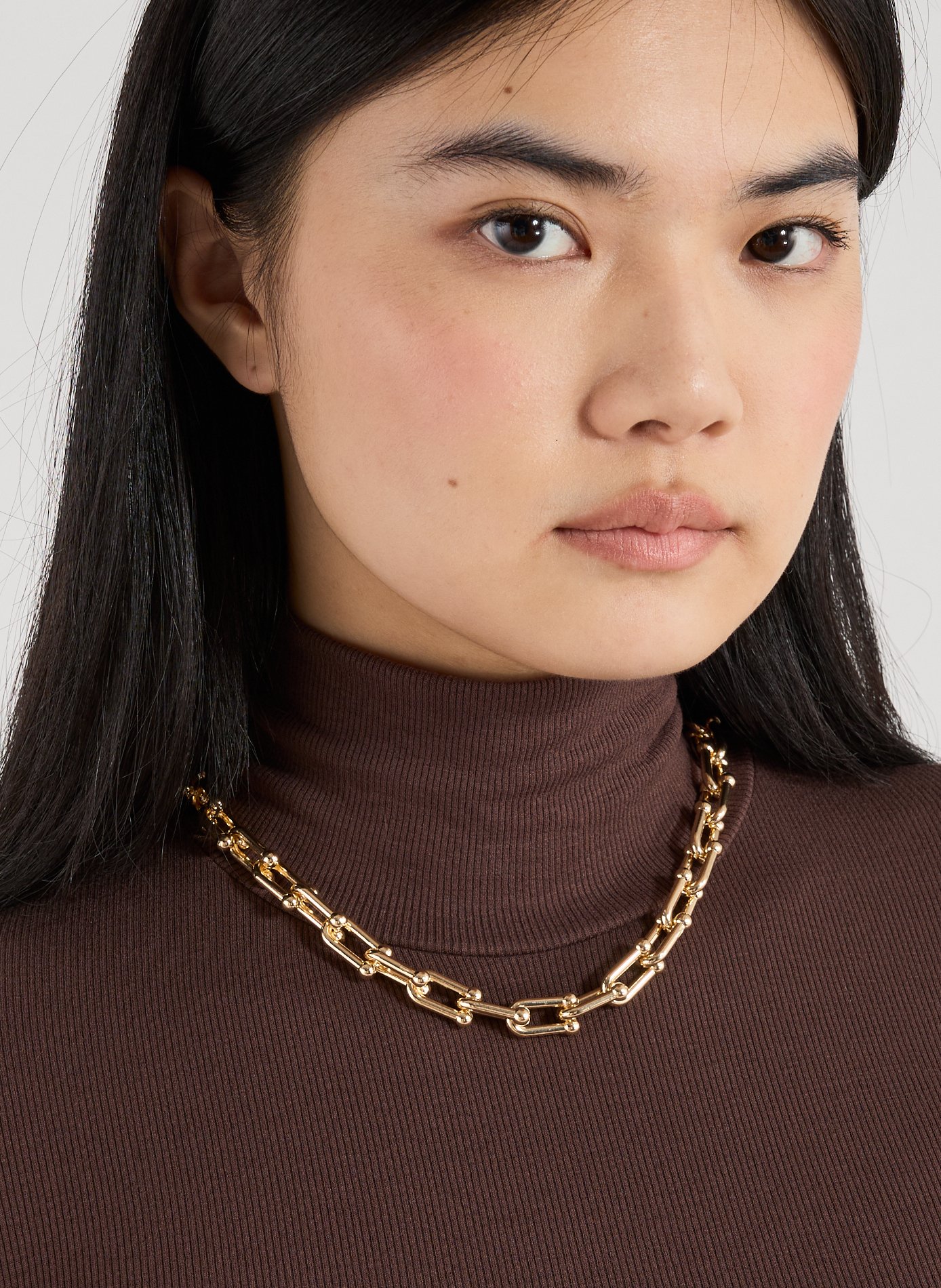 AU PRINTEMPS PARIS Thick knit necklace Golden