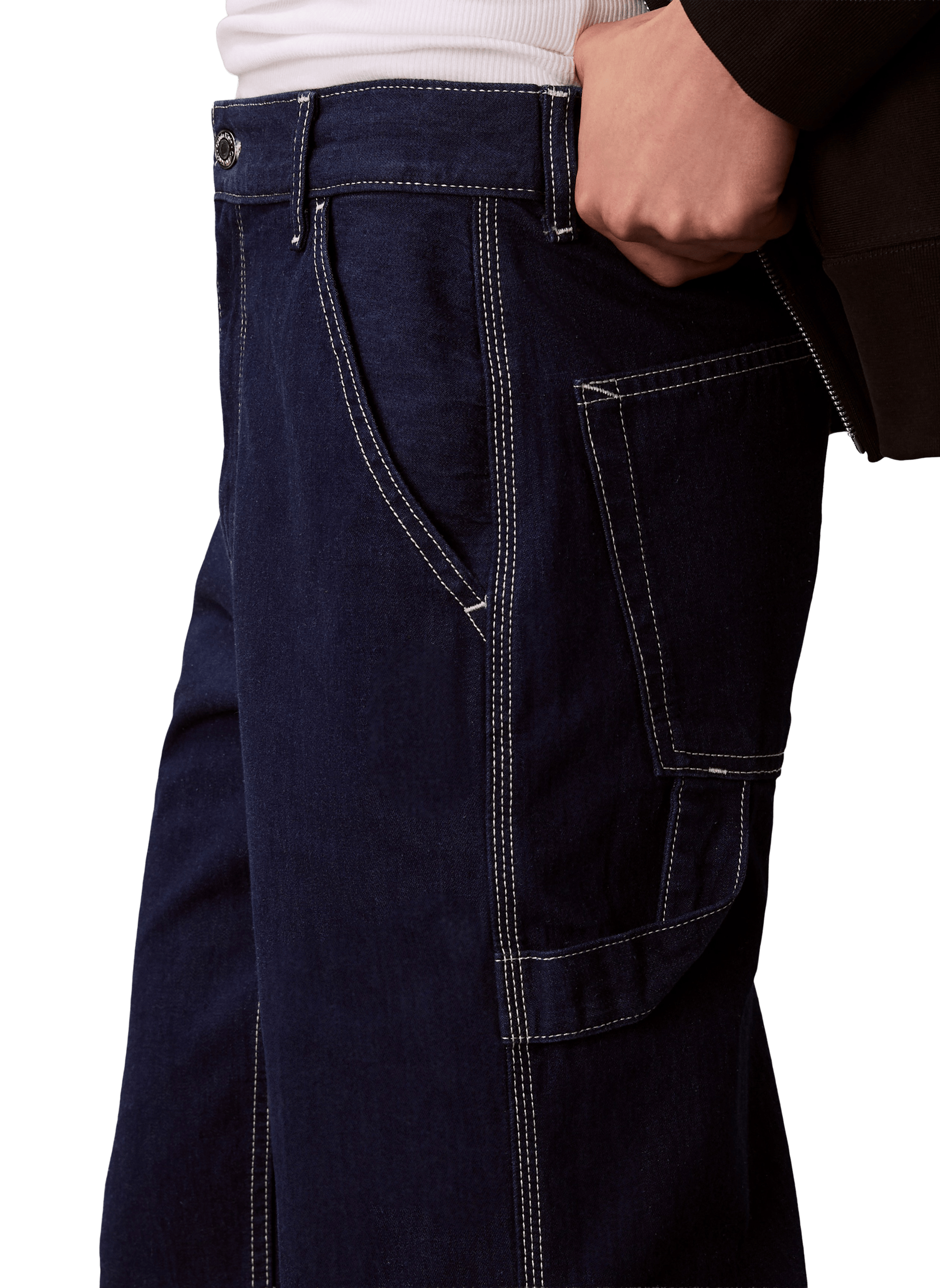 Wide-leg worker jeans in blended cotton CALVIN KLEIN Blue