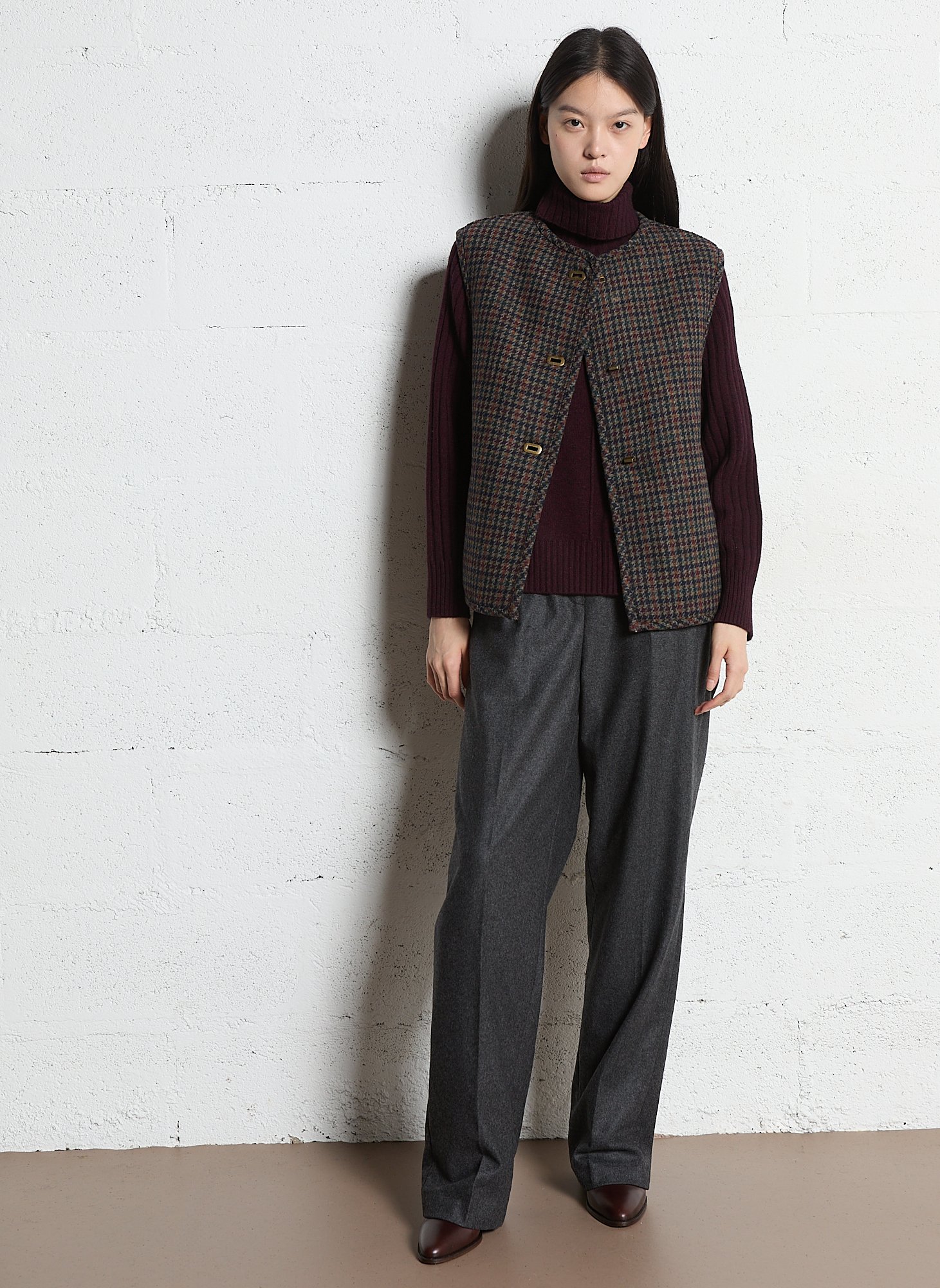 Veste droite col rond à carreaux sabrina MAISON 123 Violet