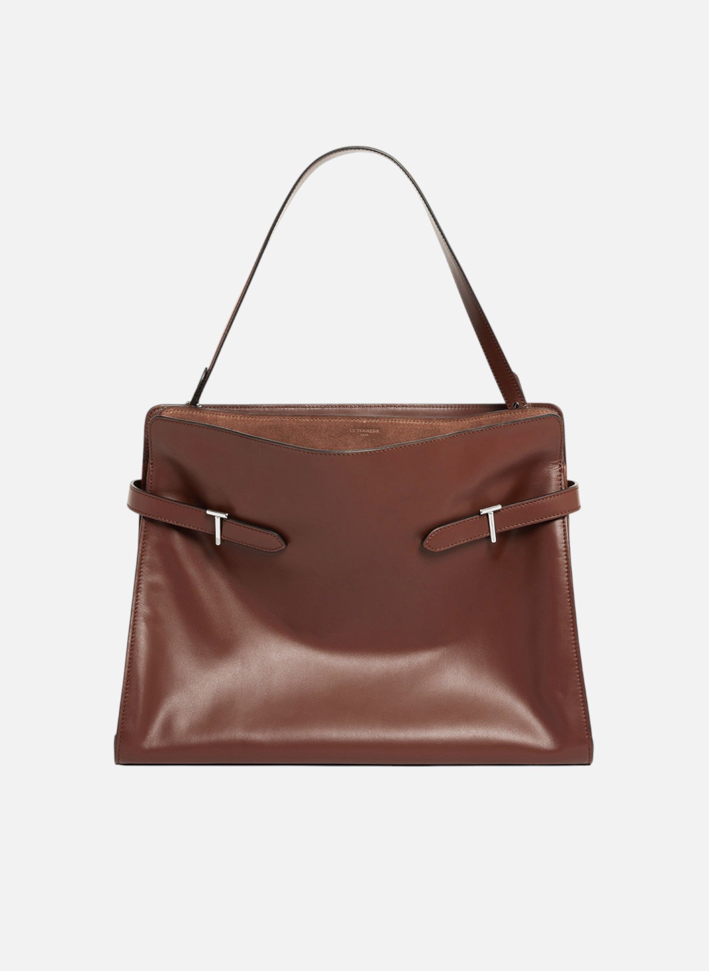 Sac porté épaule modèle maxi emie en cuir lisse et nubuck LE TANNEUR Marron