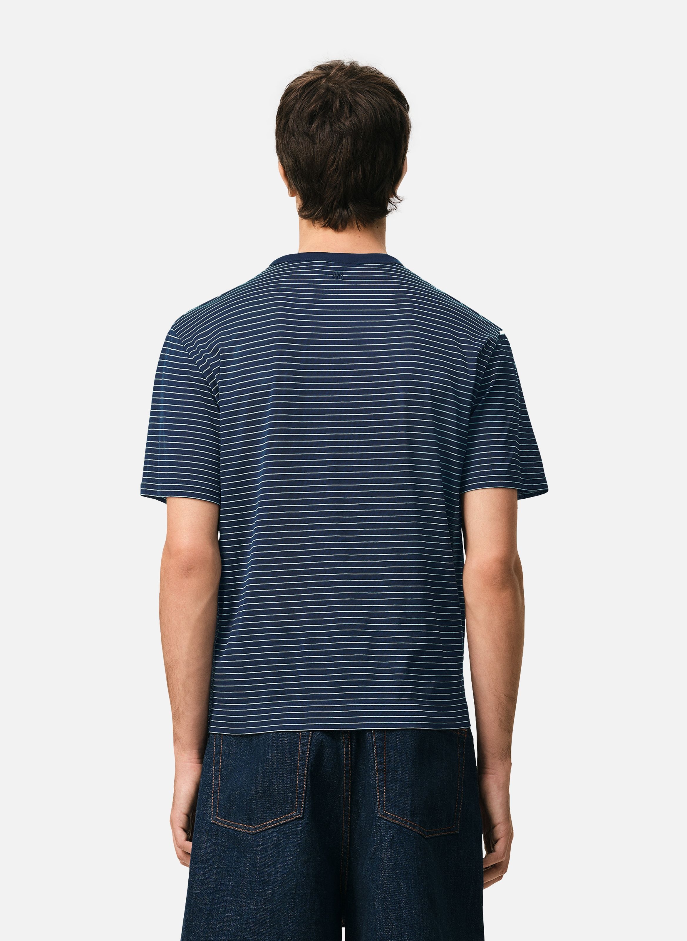 T-shirt rayé ami de coeur en coton AMI PARIS Bleu