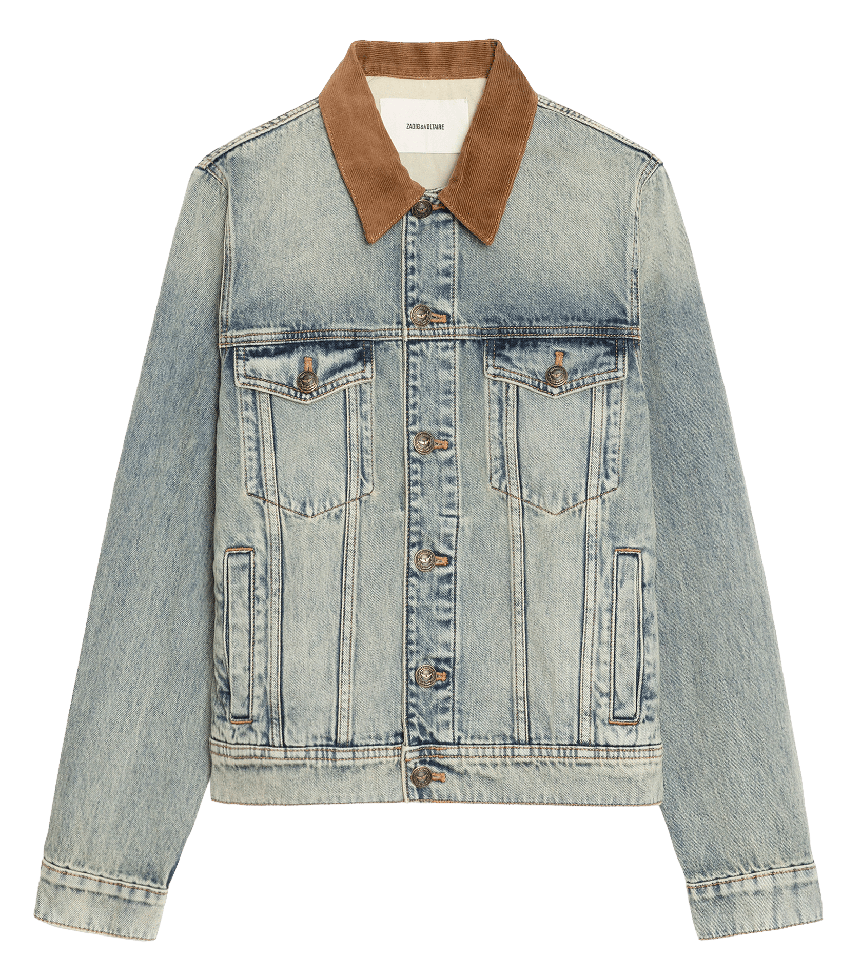 Veste droite en denim délavé bases ZADIG&VOLTAIRE Bleu